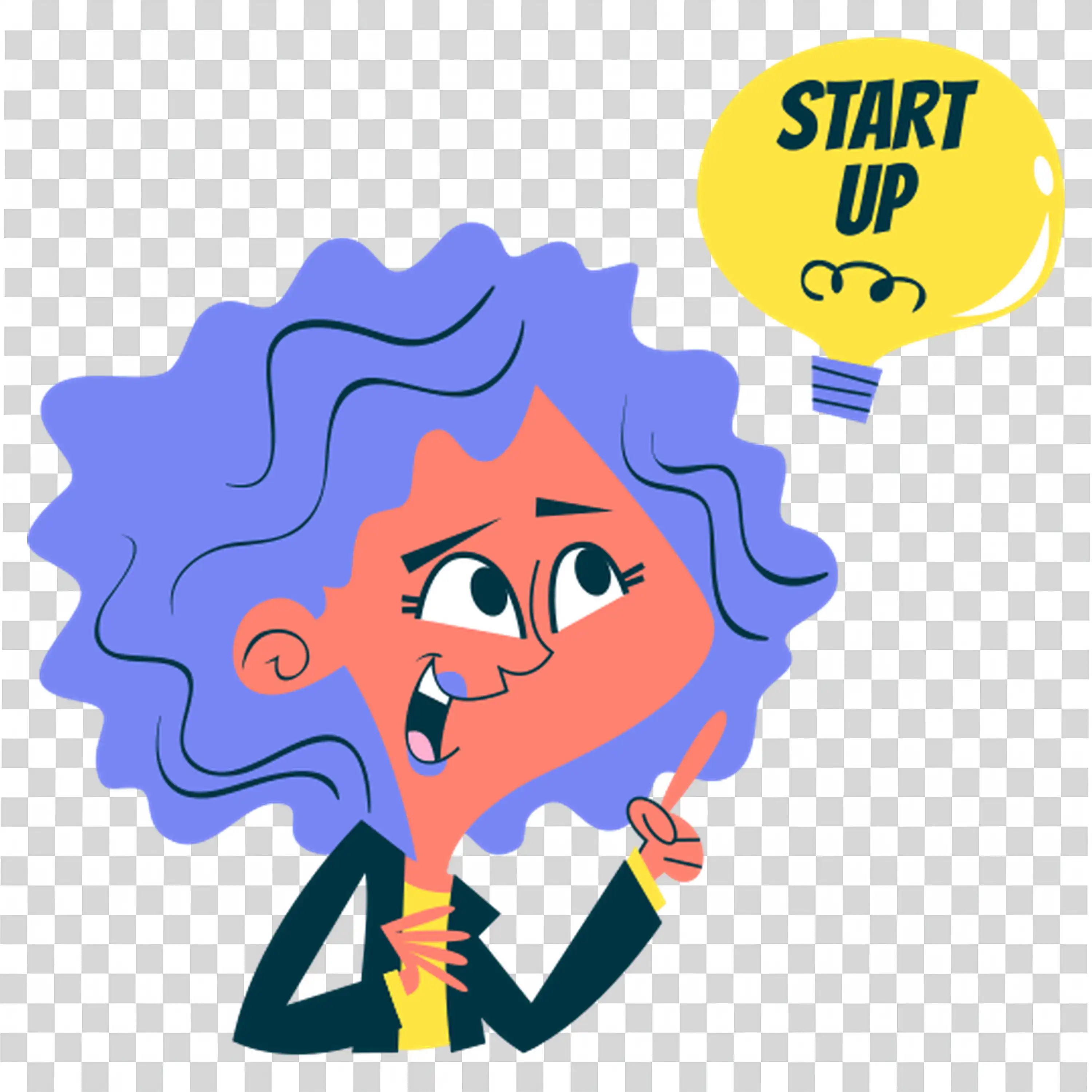 Woman with curly hair saying stand up loud PNG image