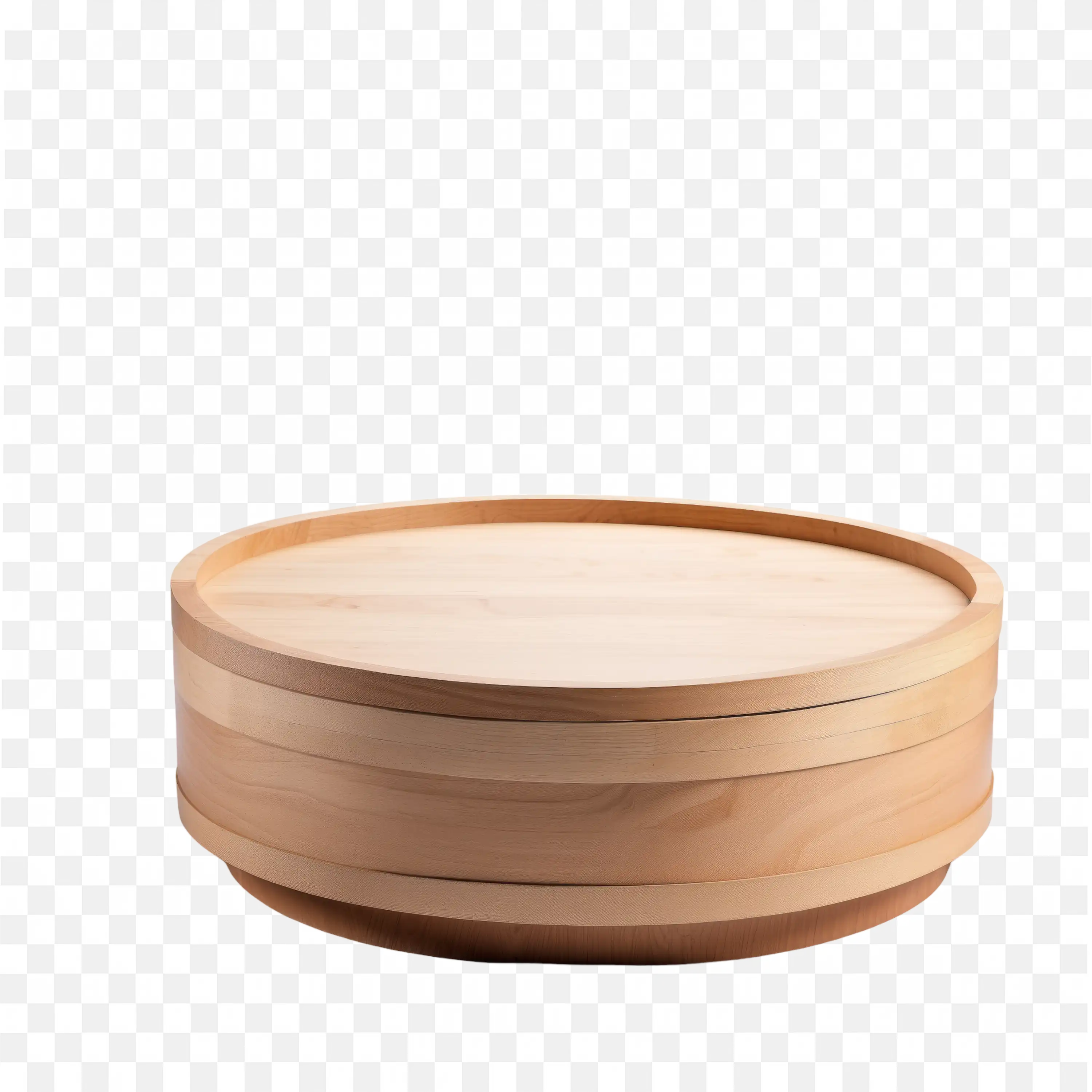 Wooden Round Display Stand with Polished Texture PNG