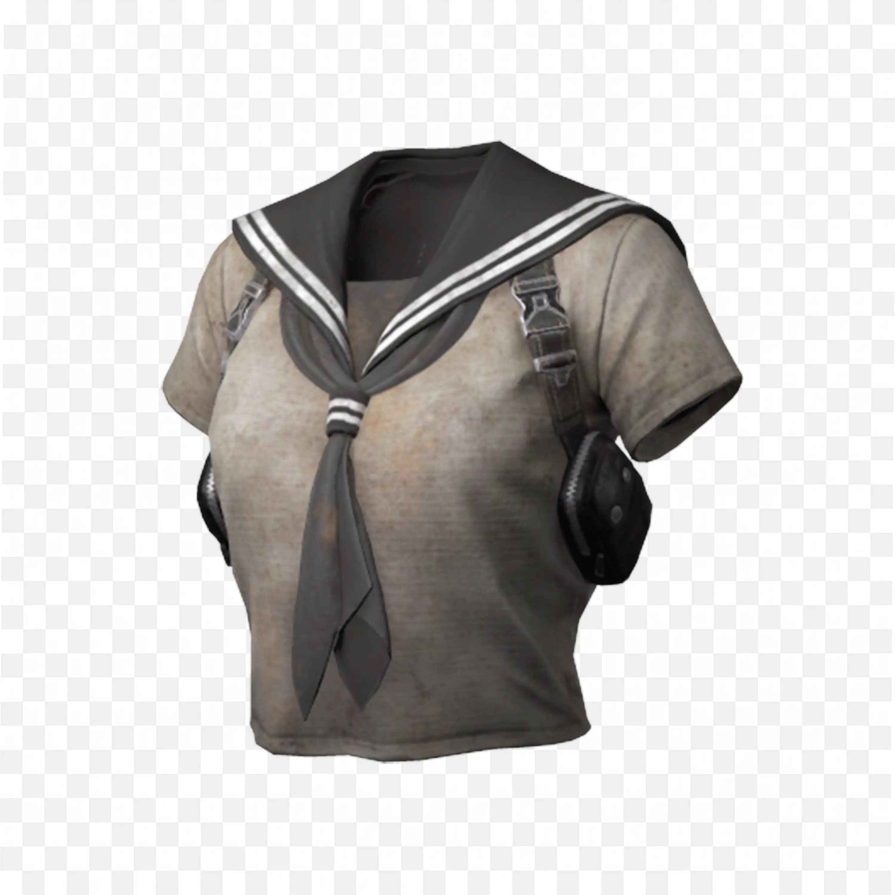 Worn Sailor Style School Uniform Top on White Free PNG
