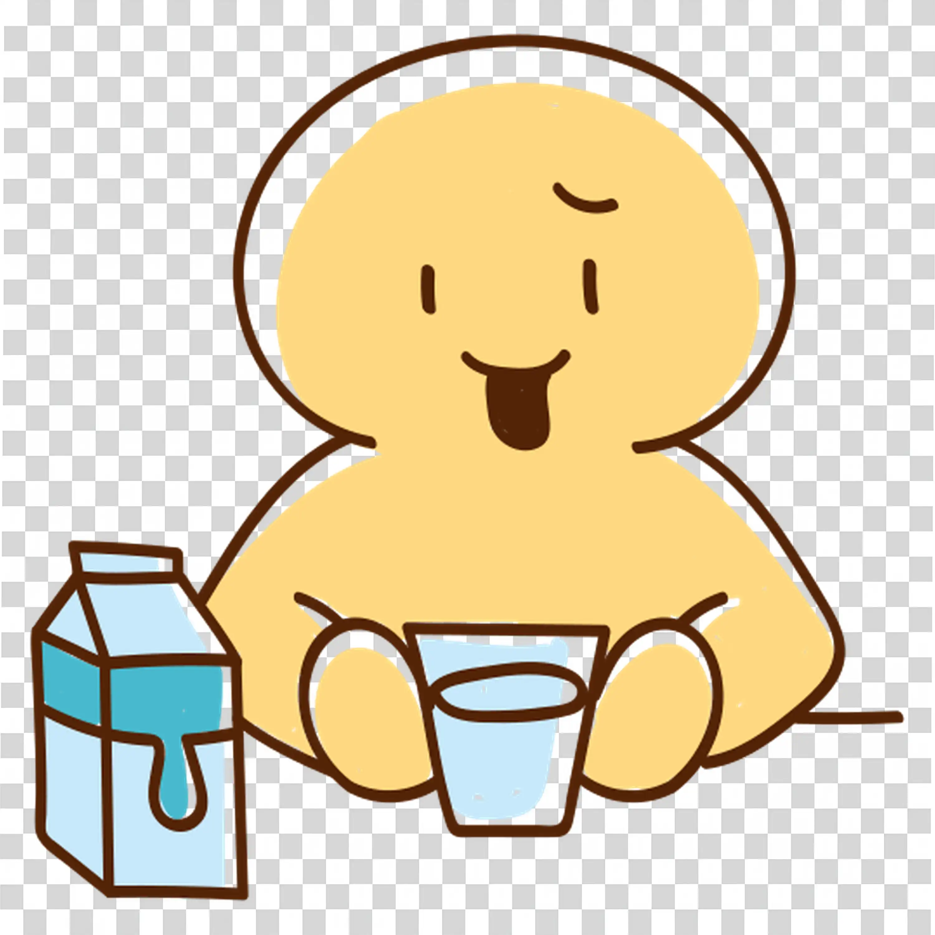 Yellow character enjoying refreshing water drink free PNG
