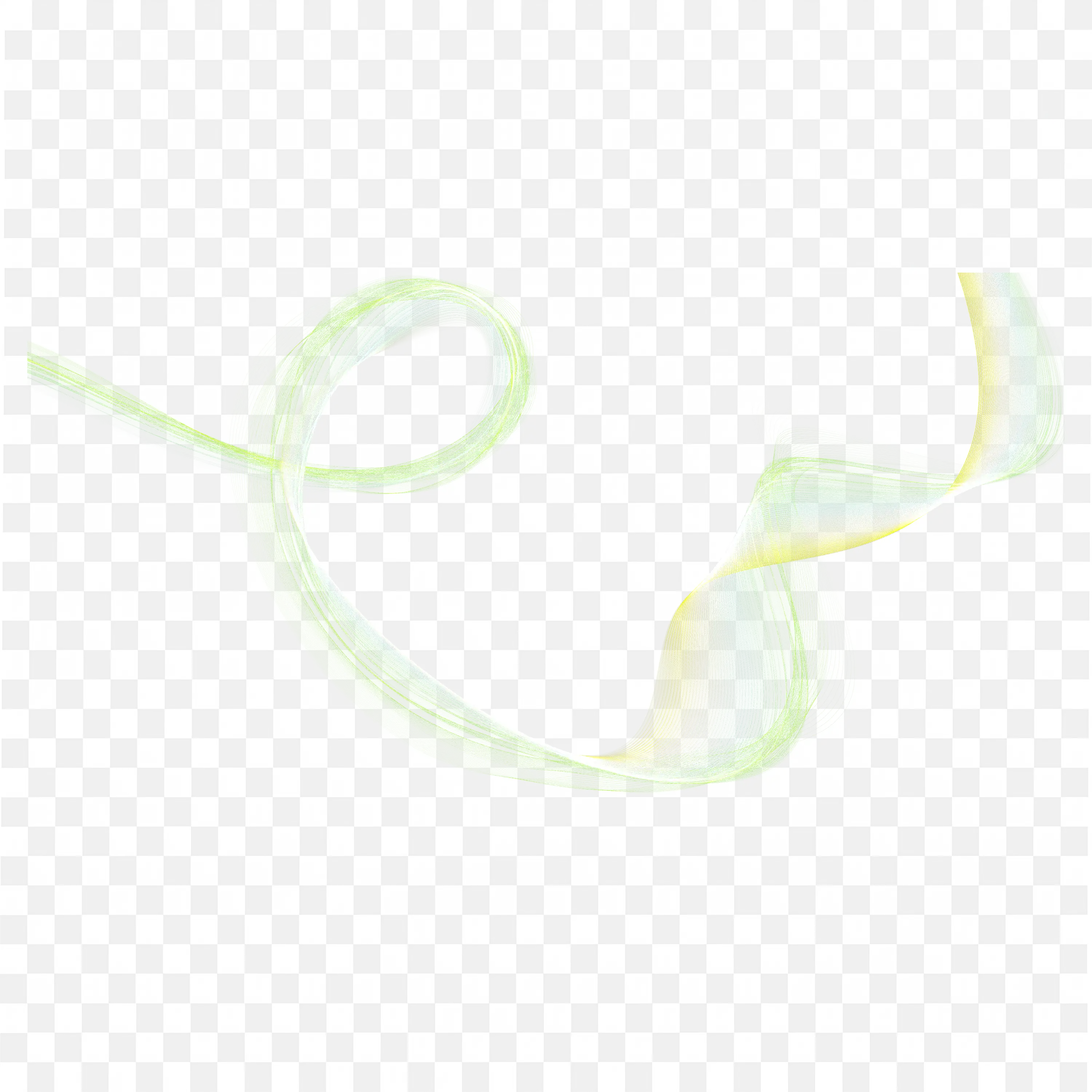 Yellow and Green Abstract Flowing Line on White Background