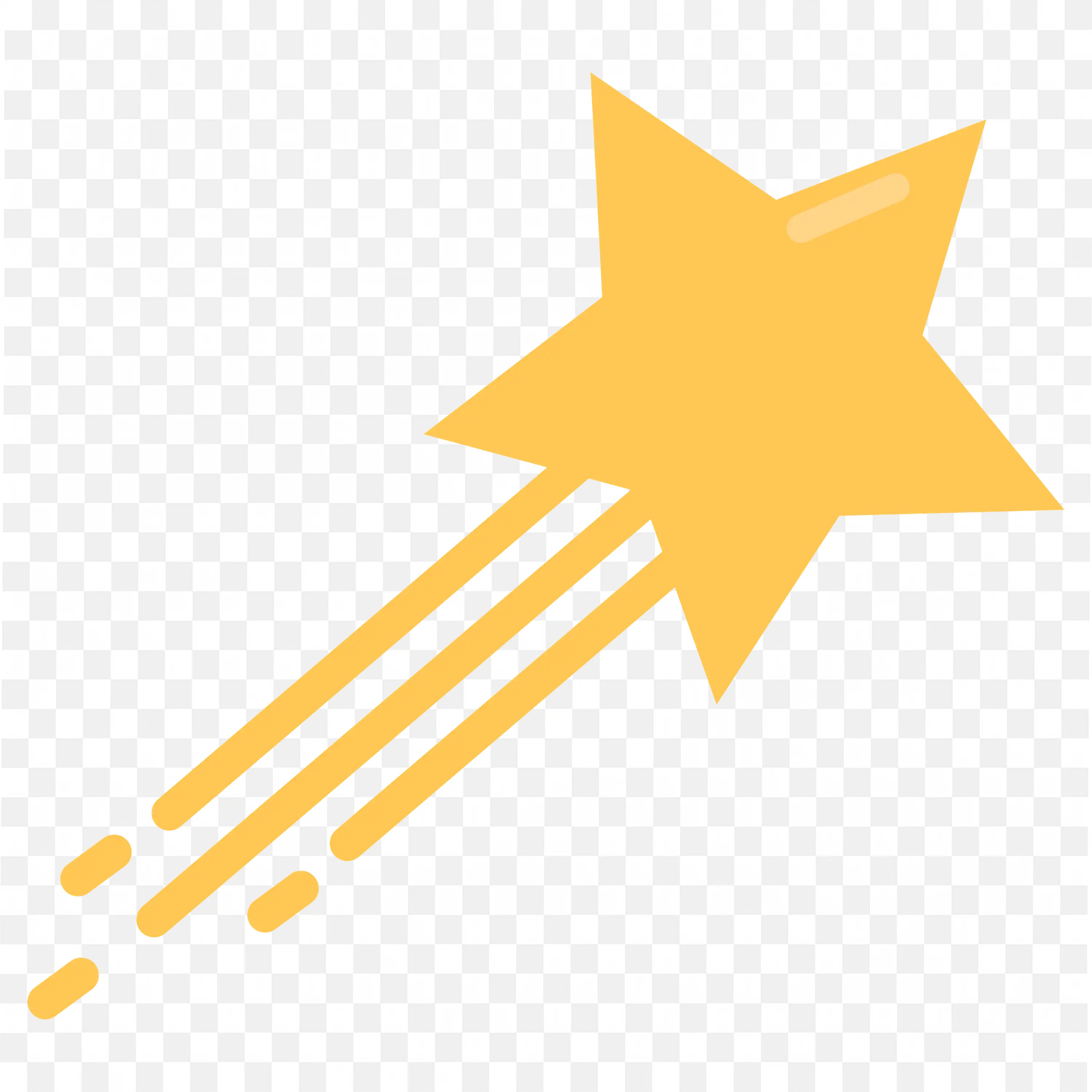 Yellow Star with Trailing Comet Graphic Design PNG Image