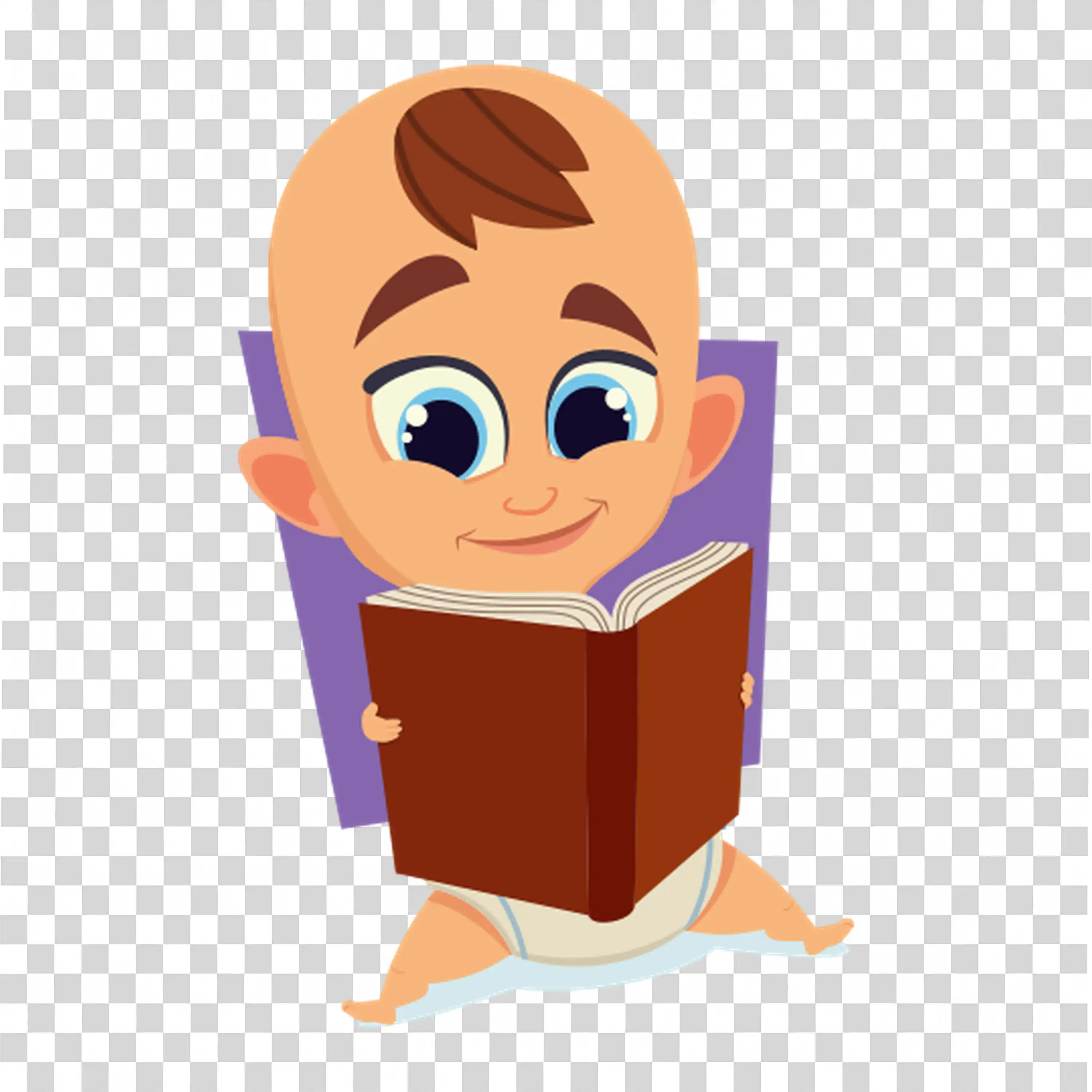 Young boy reading a book with interest and joy free PNG