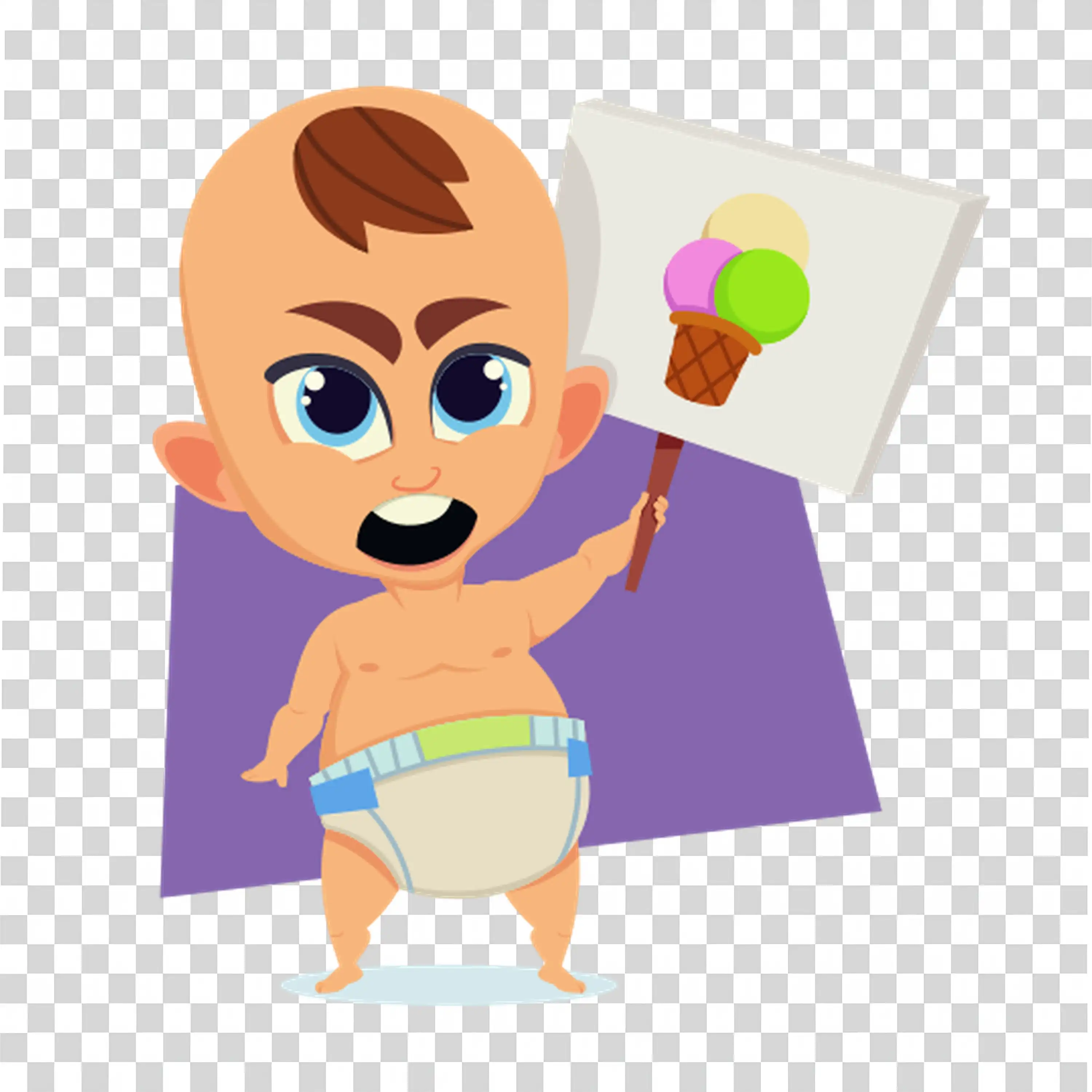 Young child character with a joyful expression and playful