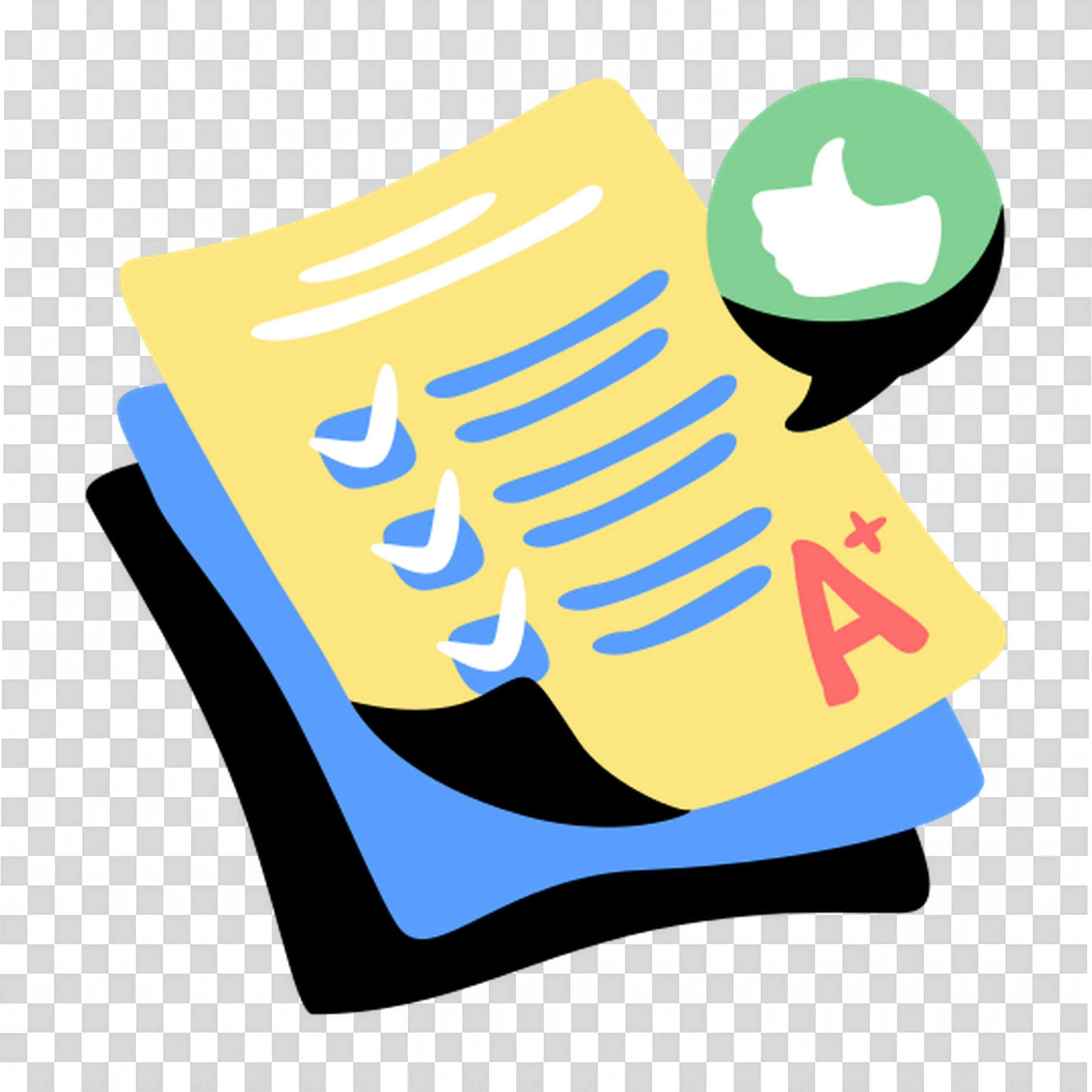 A Plus Grade on Checklist with Thumbs Up Approval Icon Png