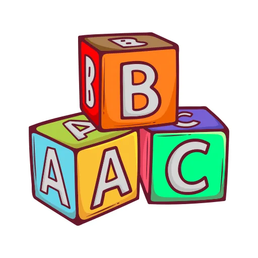 ABC Building Blocks in Red Green and Yellow Color Scheme