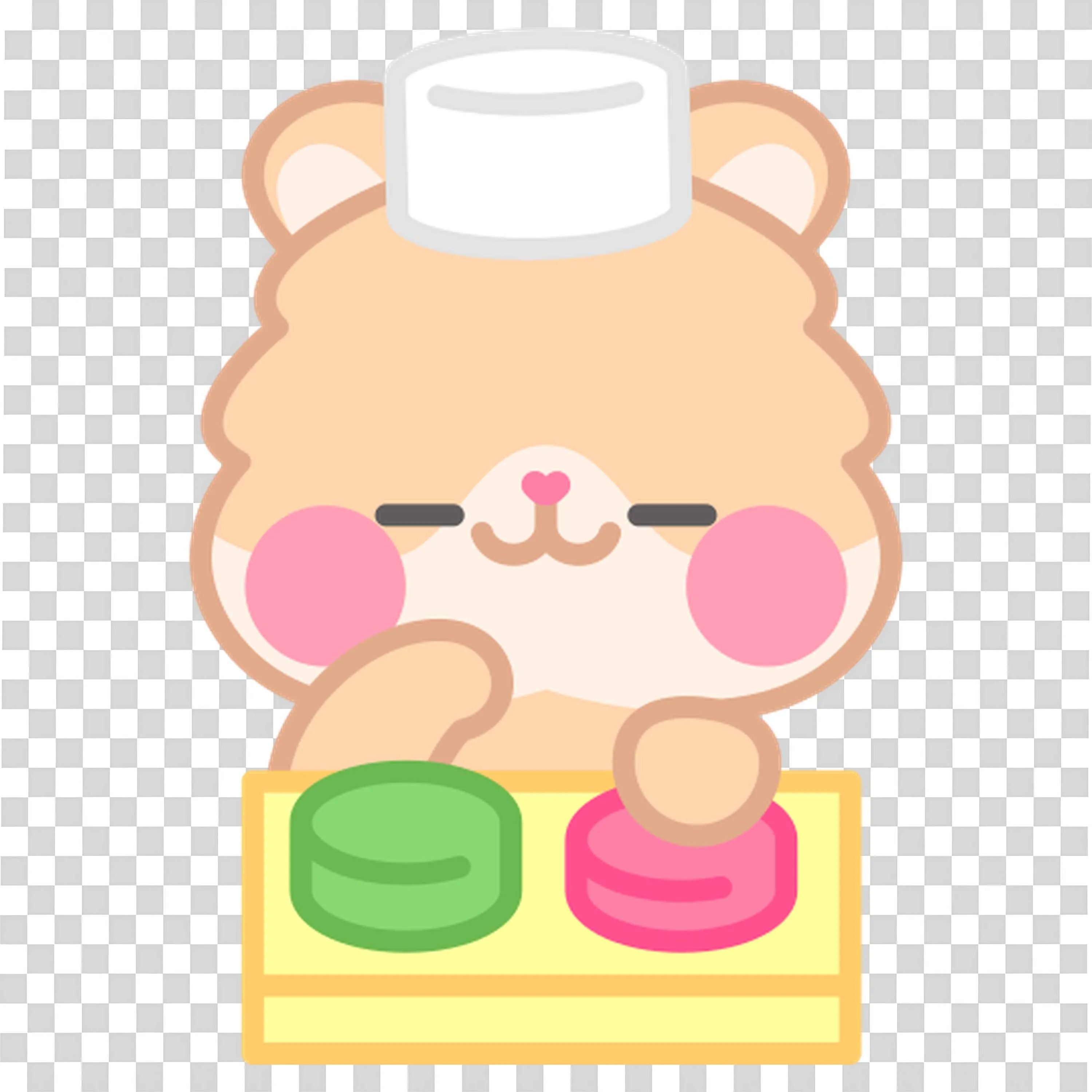 Adorable Bear Chef Playing with Kitchen Buttons Cartoon Png