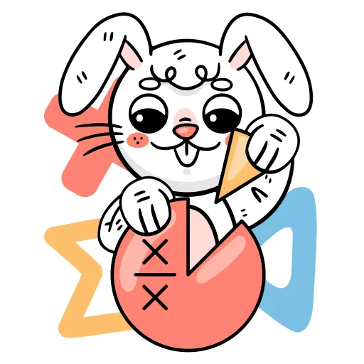 Adorable Bunny Learning Math with Shapes and Pie Charts