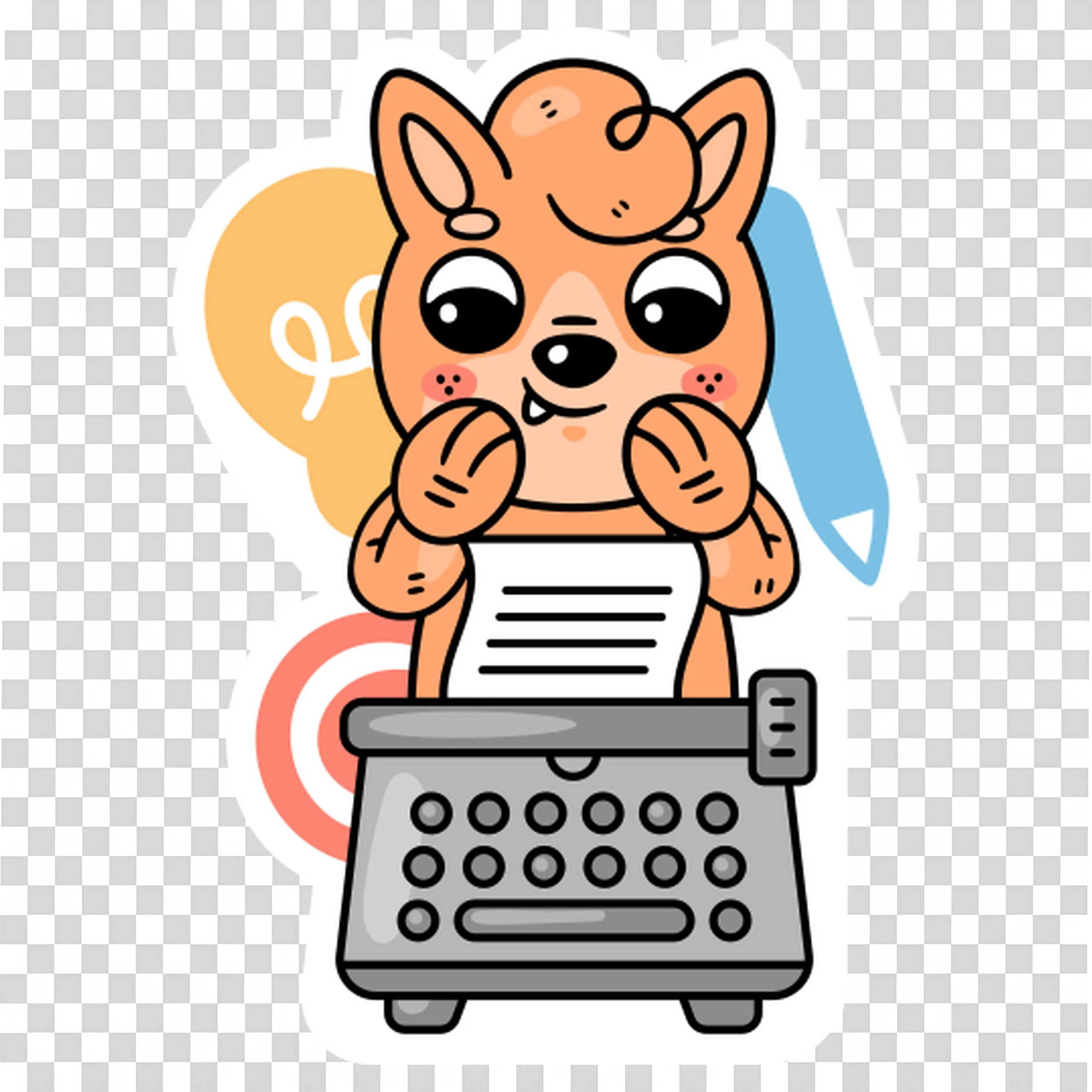 Adorable Fox Typing on a Vintage Typewriter with Joy Image