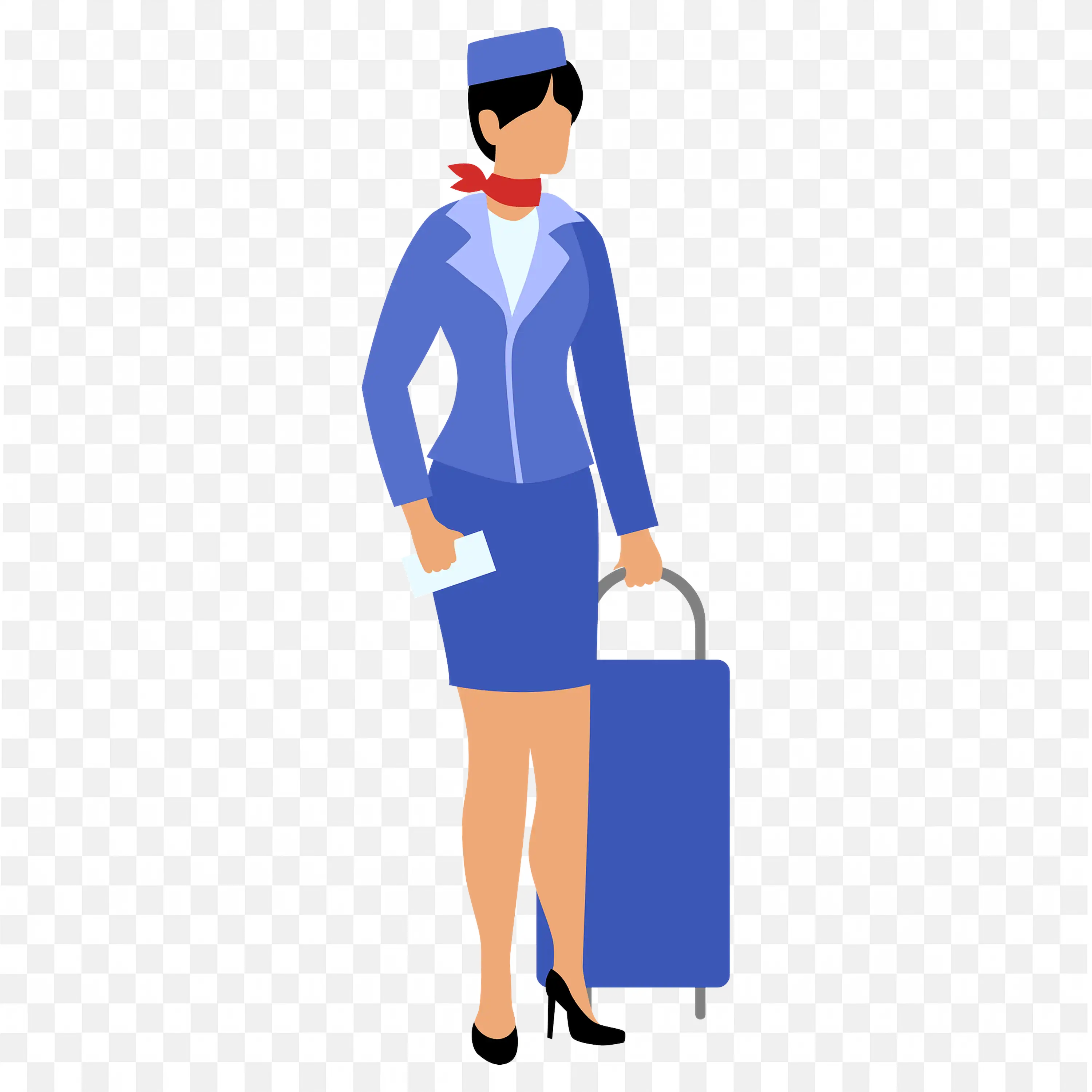 Airline Staff Illustration with Luggage and Ticket PNG