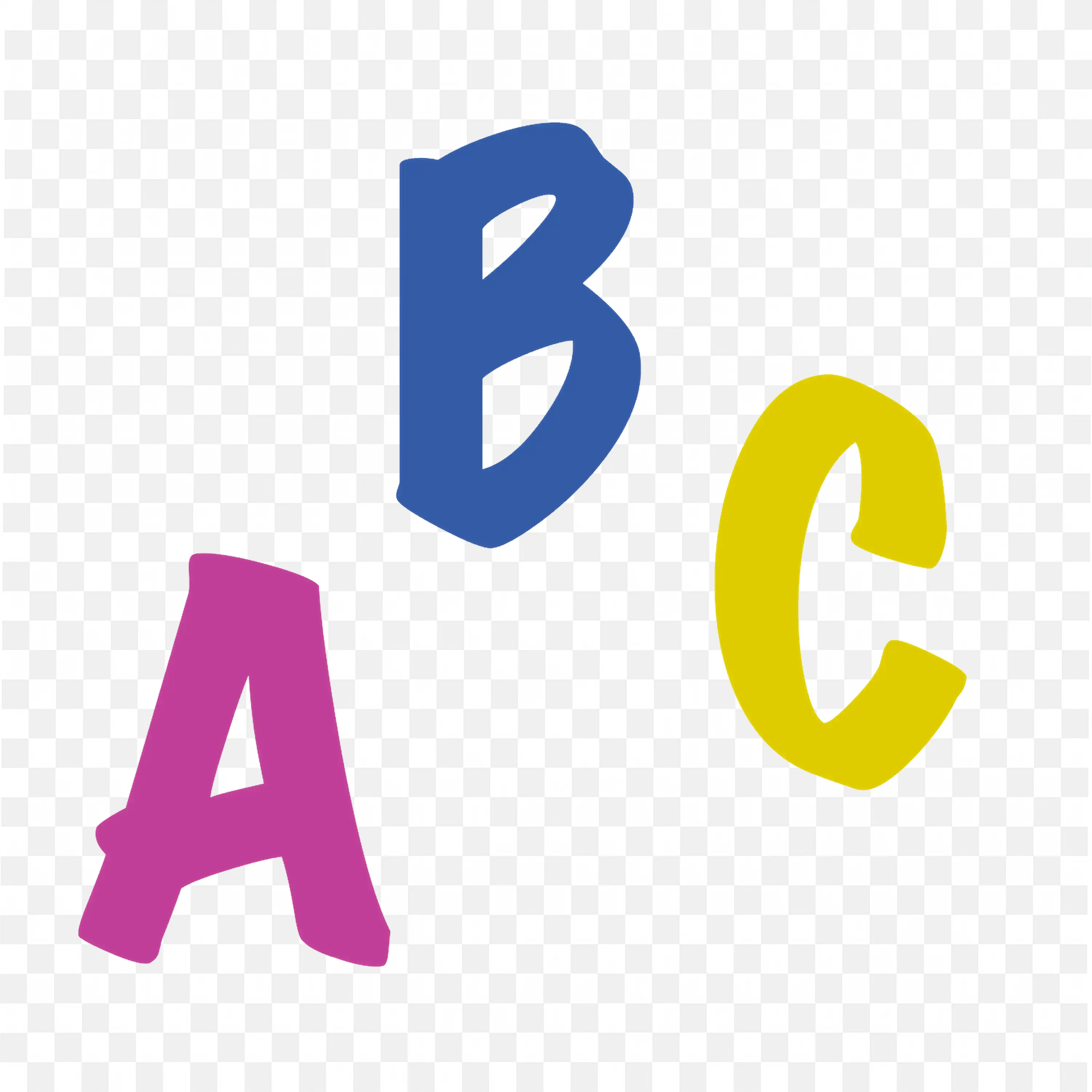 Alphabet Letters a B C in Different Colours PNG Free Download