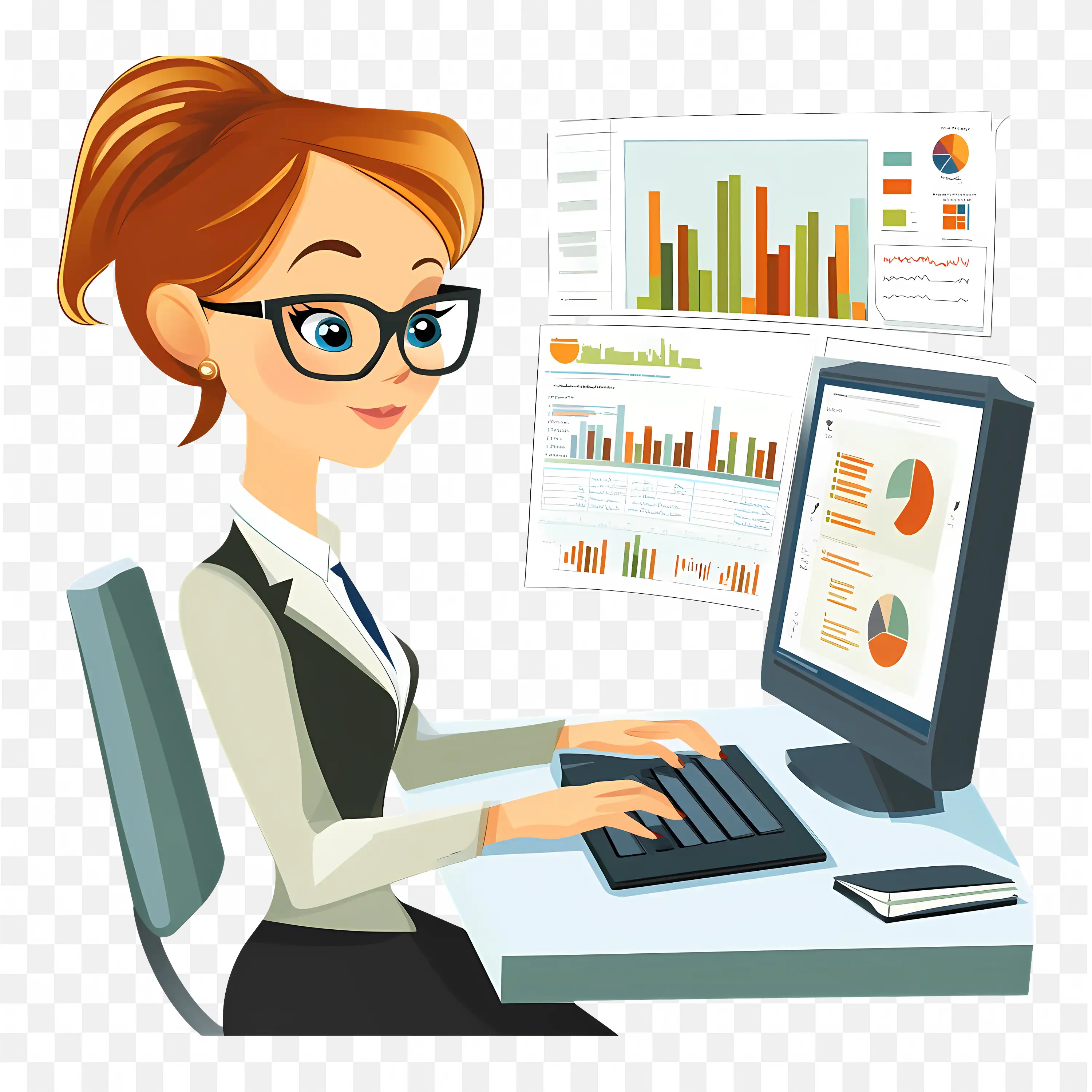 An Analyst Analysing the Charts on the Laptop Free PNG Image