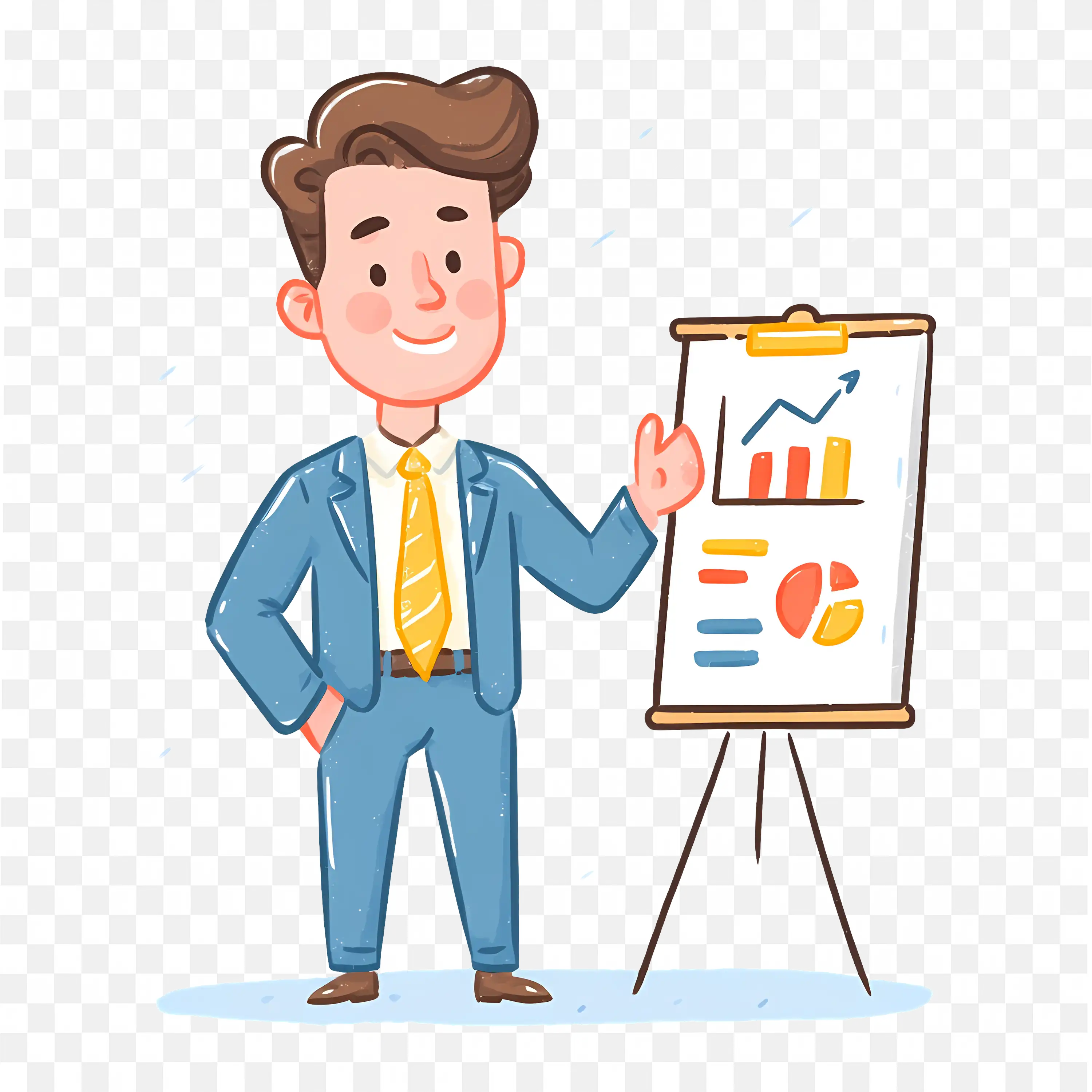 Analyst Explaining the Charts at Rain Free PNG Image