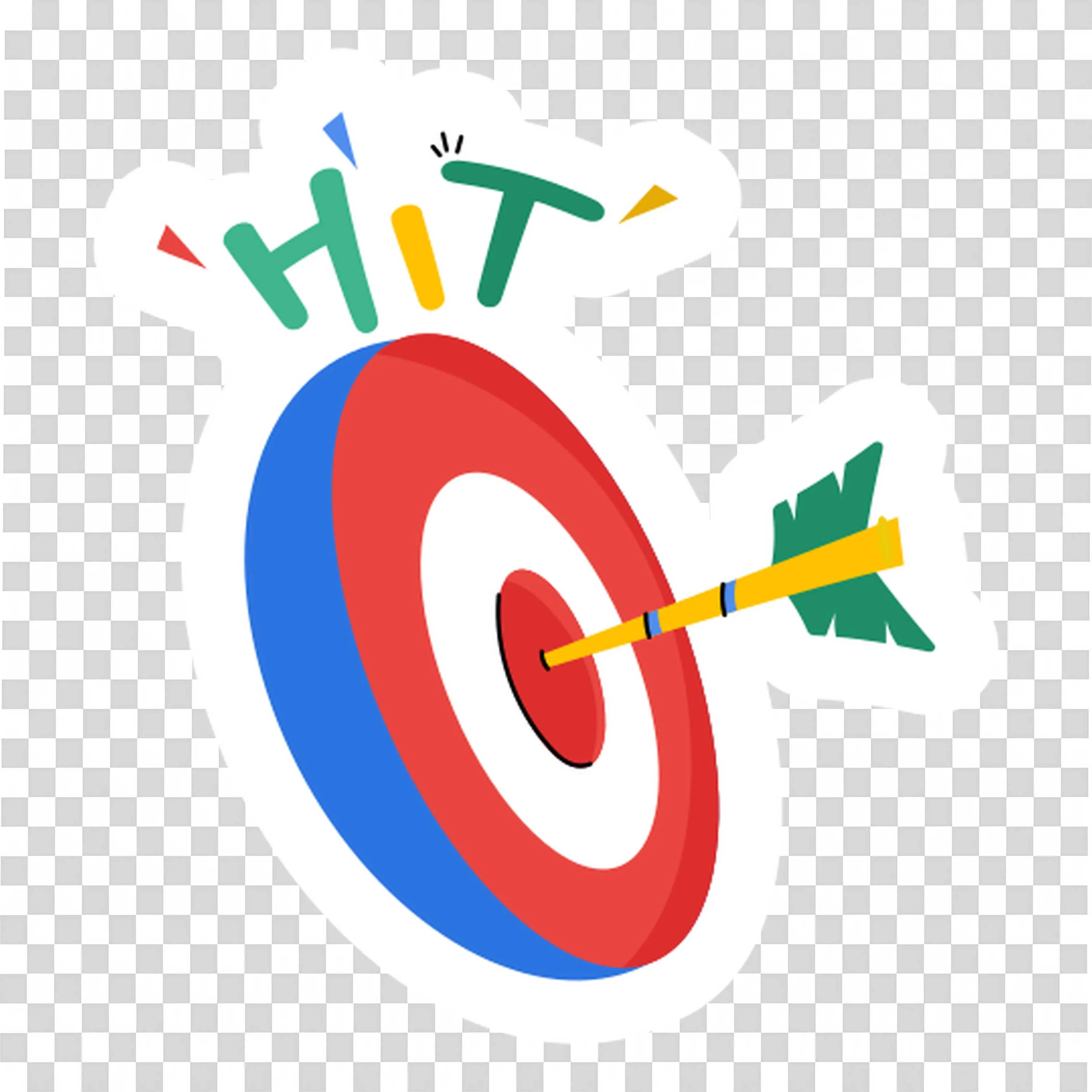 Arrow Hitting the Target Center with a Playful Hit Text Png