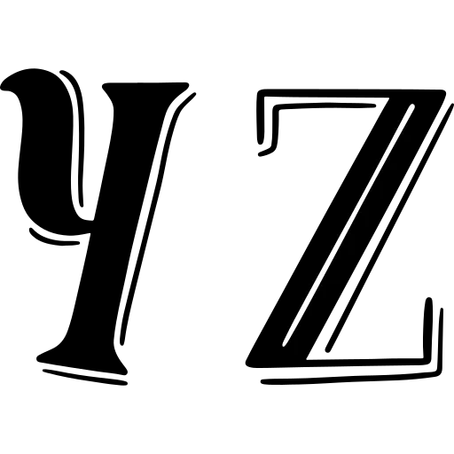 Artistic letters Y and Z designed for school alphabet learning