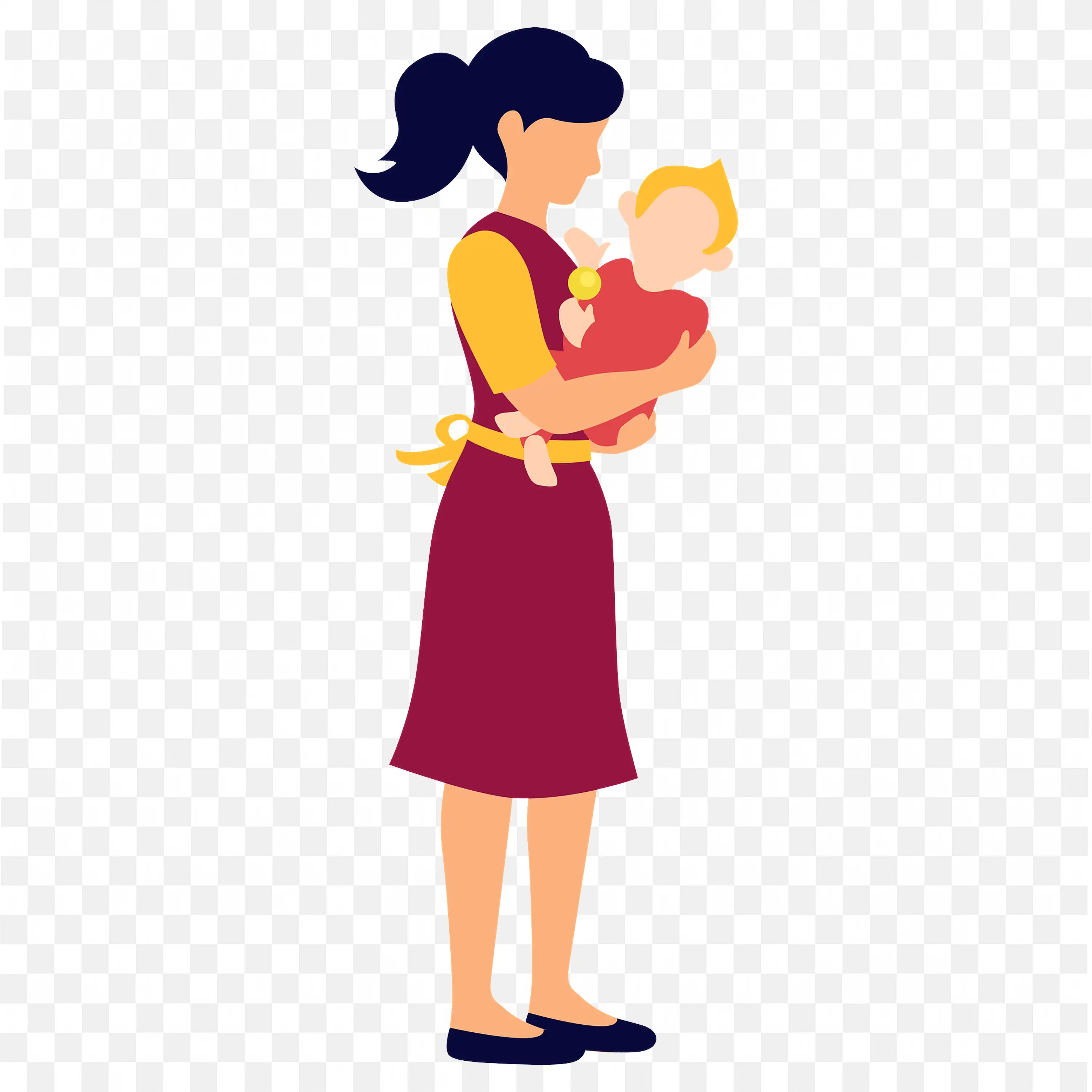 Artwork of a Mother Holding her Baby with Love PNG for Free