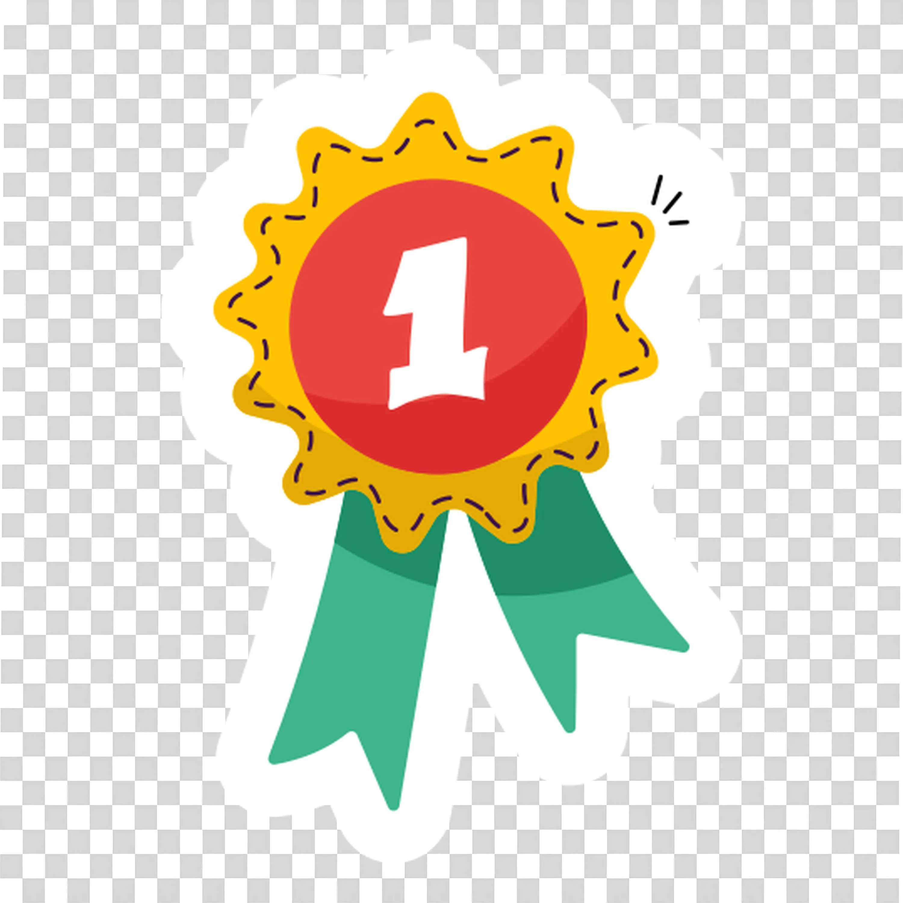 Award Badge with Number One with a Flower Shape Border Png