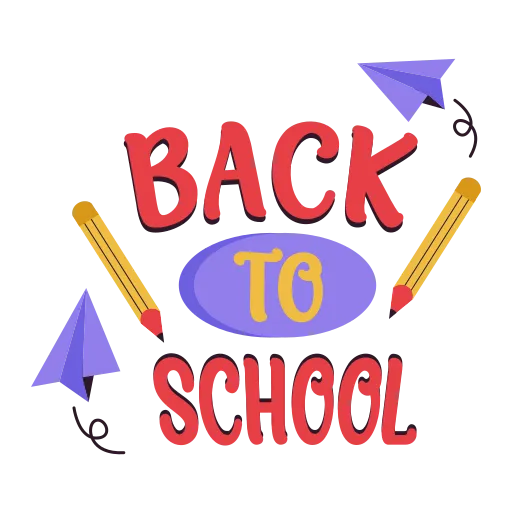 Back to school announcement with colorful arrows PNG
