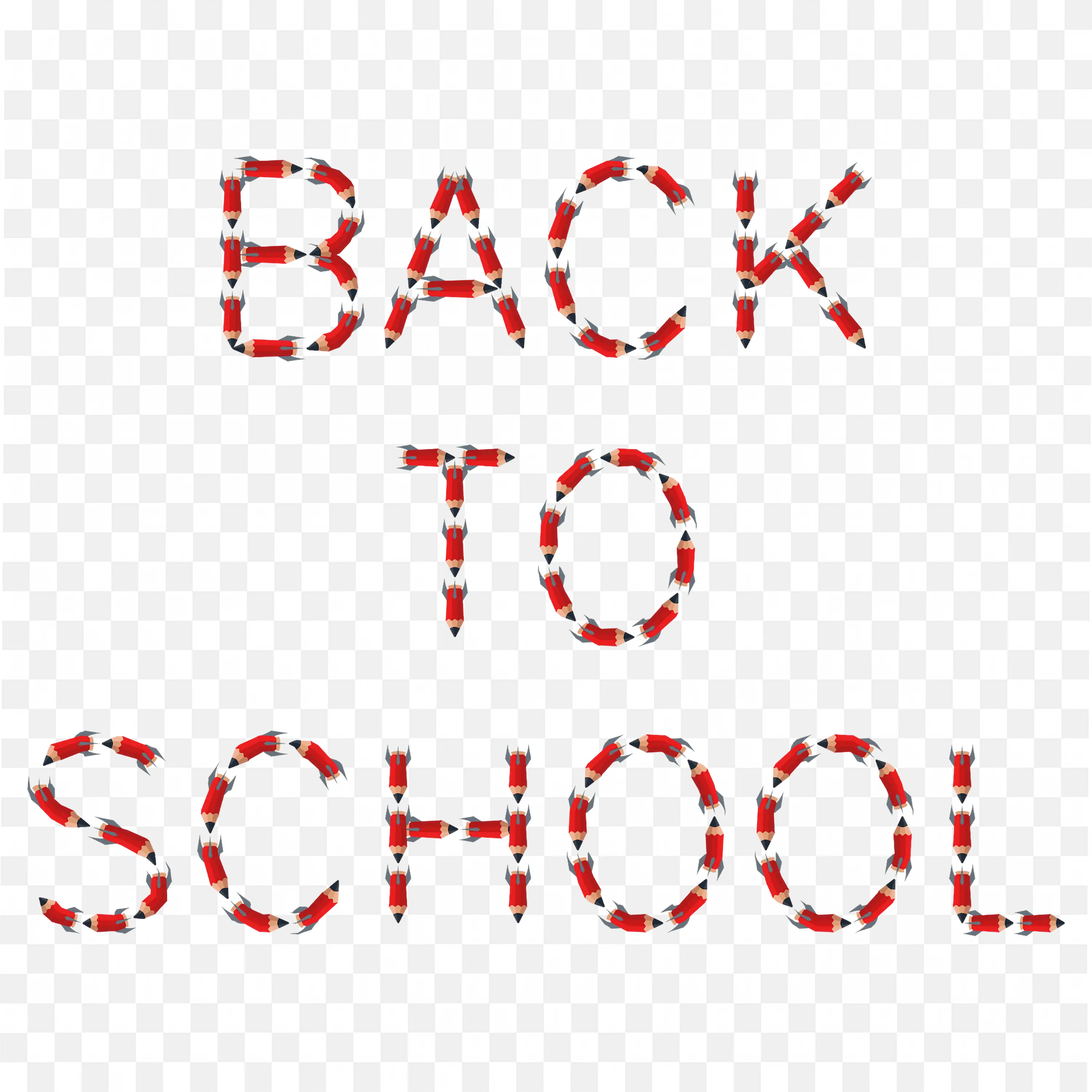 Download the Back To School Text Made with Red Pencils PNG