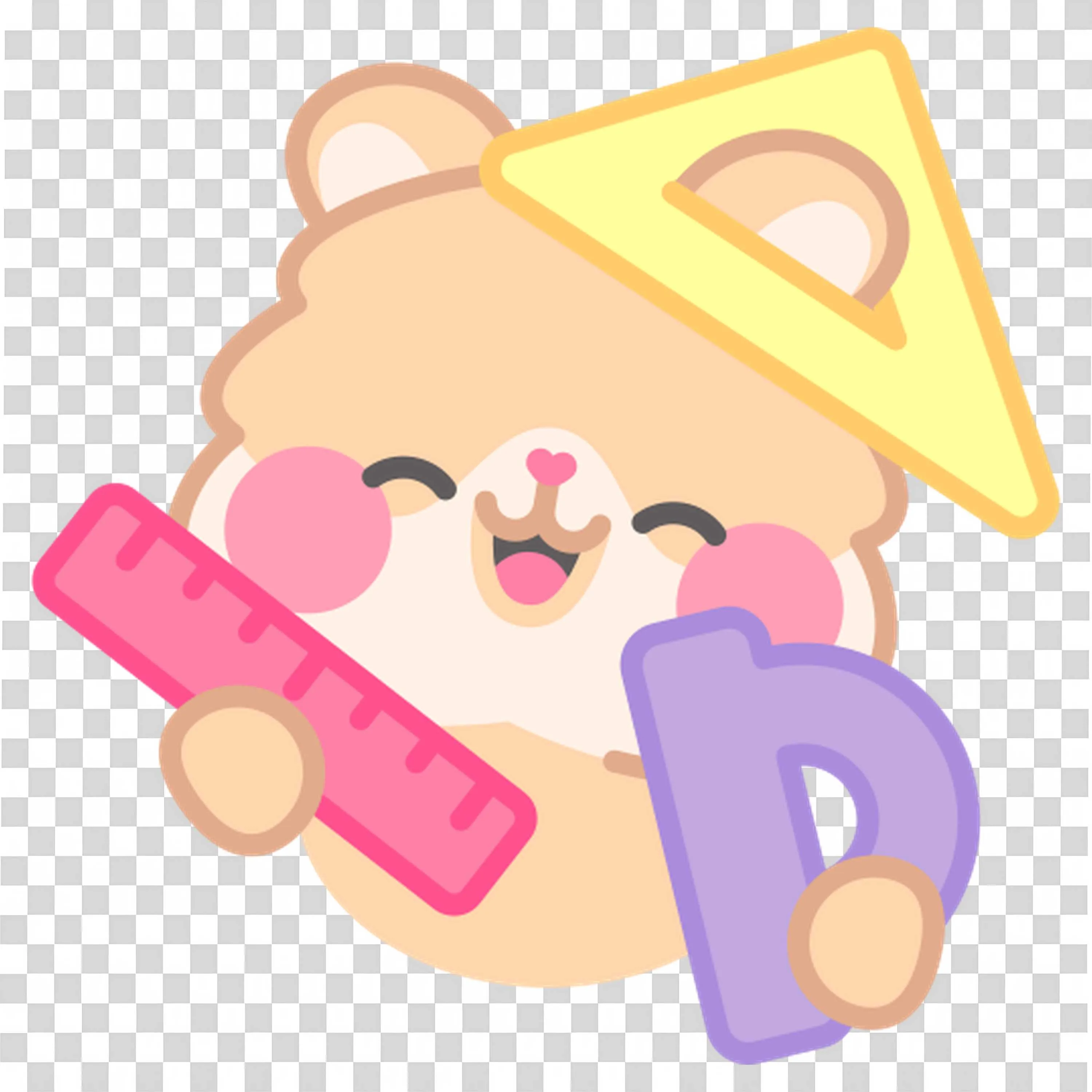 Bear Holding Geometry Tools Like Ruler in Head and Hands