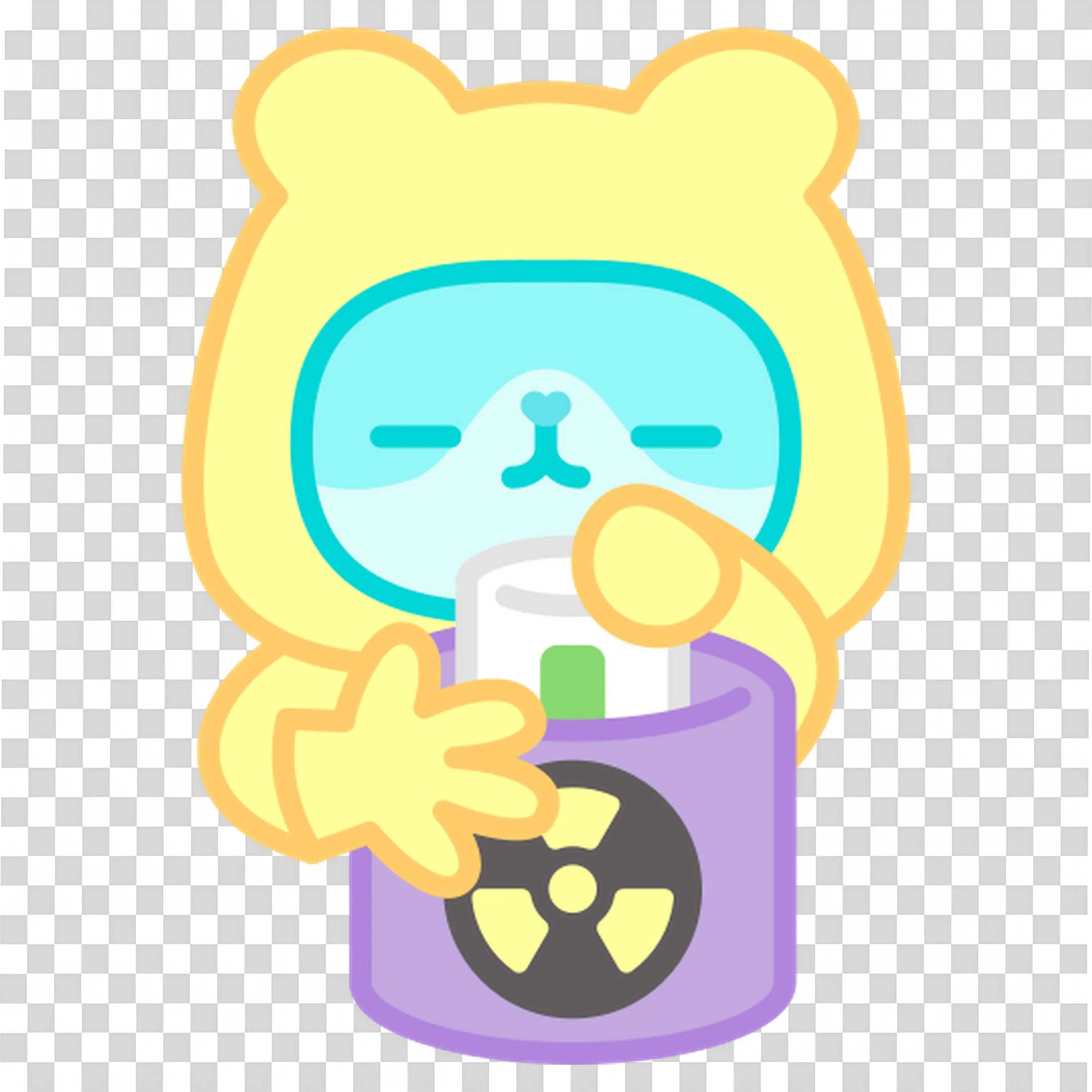 Bear in Safety Gear Holding a Container Of Chemicals Png