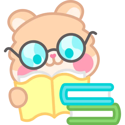 Bear Reading Books While Wearing Oversized Round Glasses