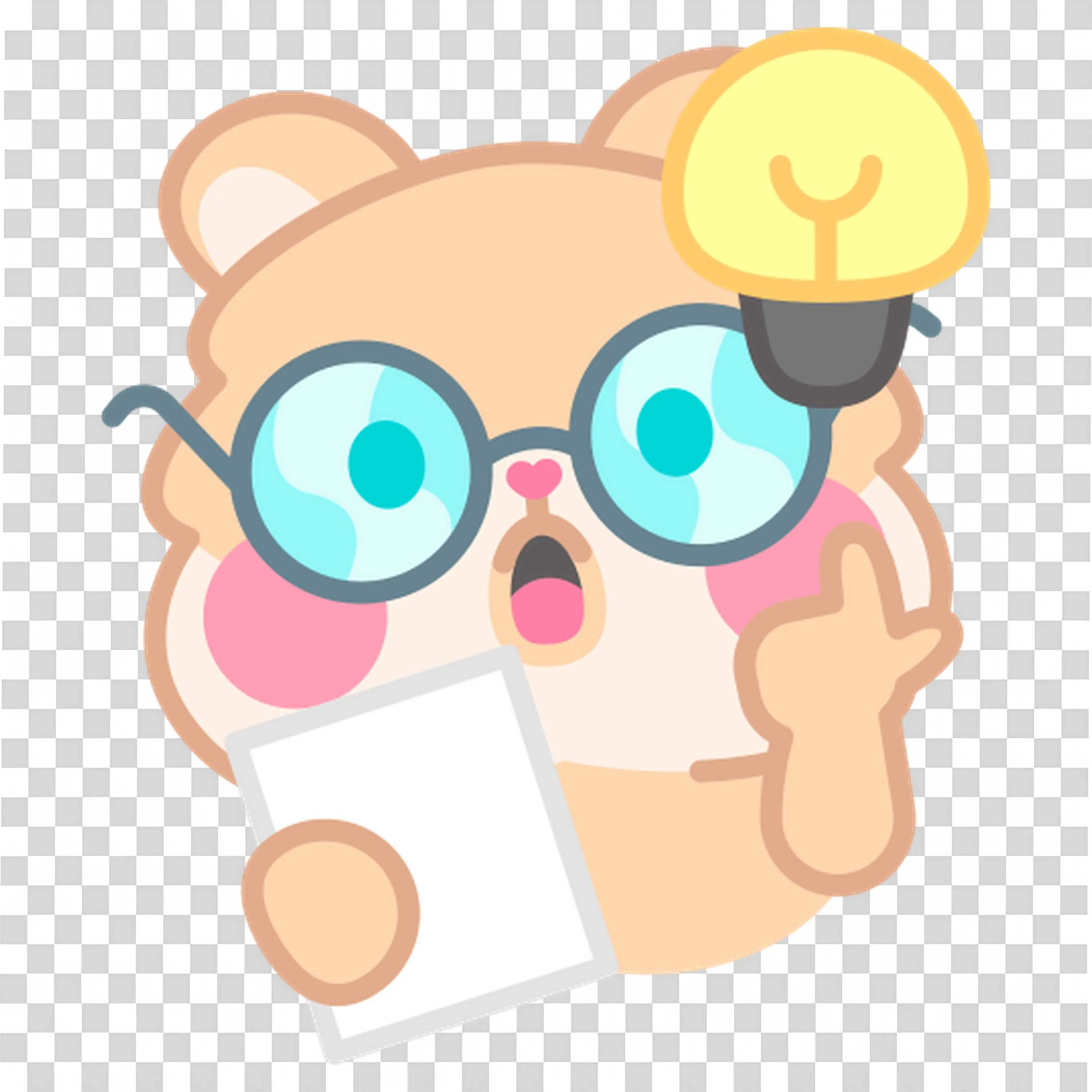 Bear with Glasses Having a Creative Idea While Holding Paper