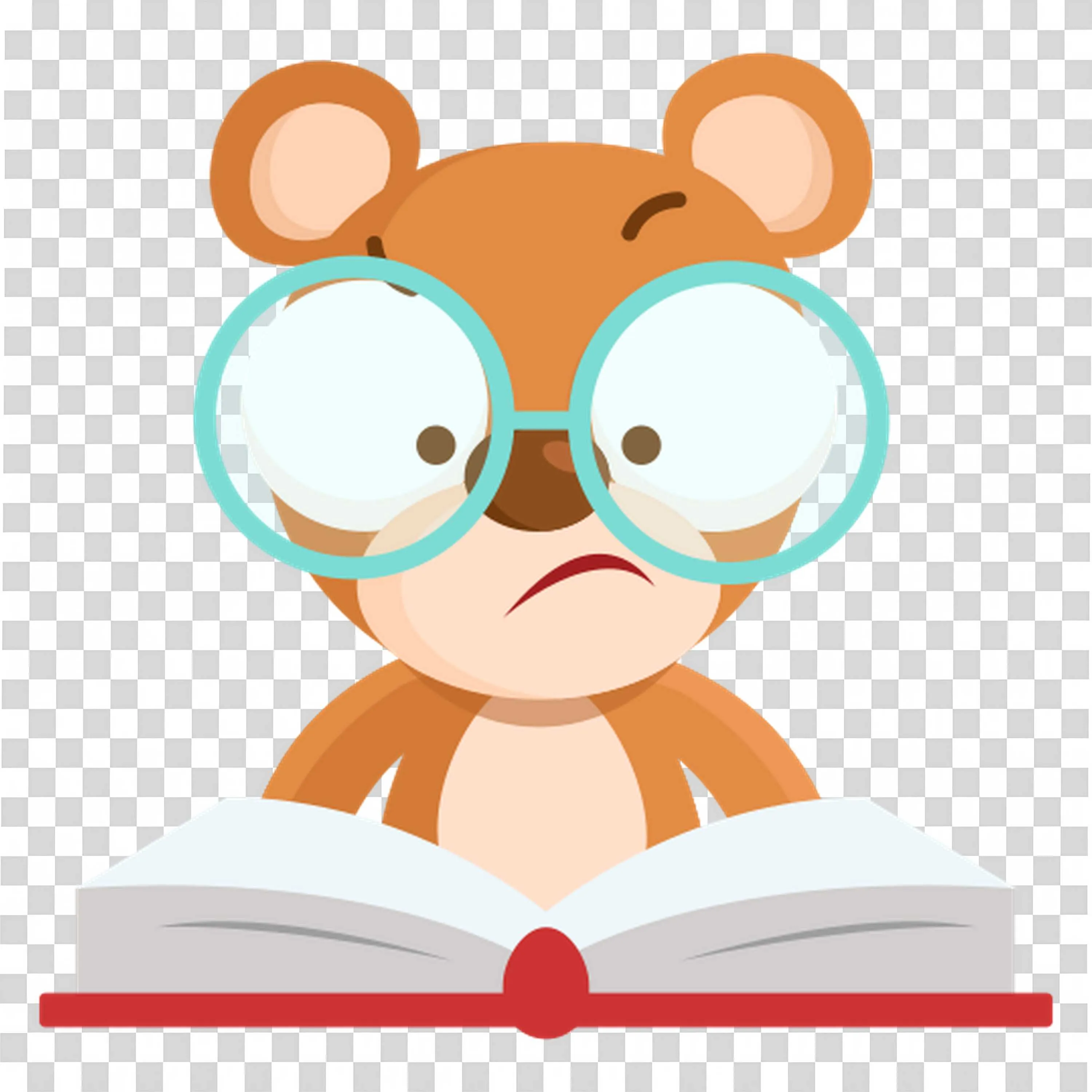 Bear with Large Glasses Looking Confused in Reading a Book