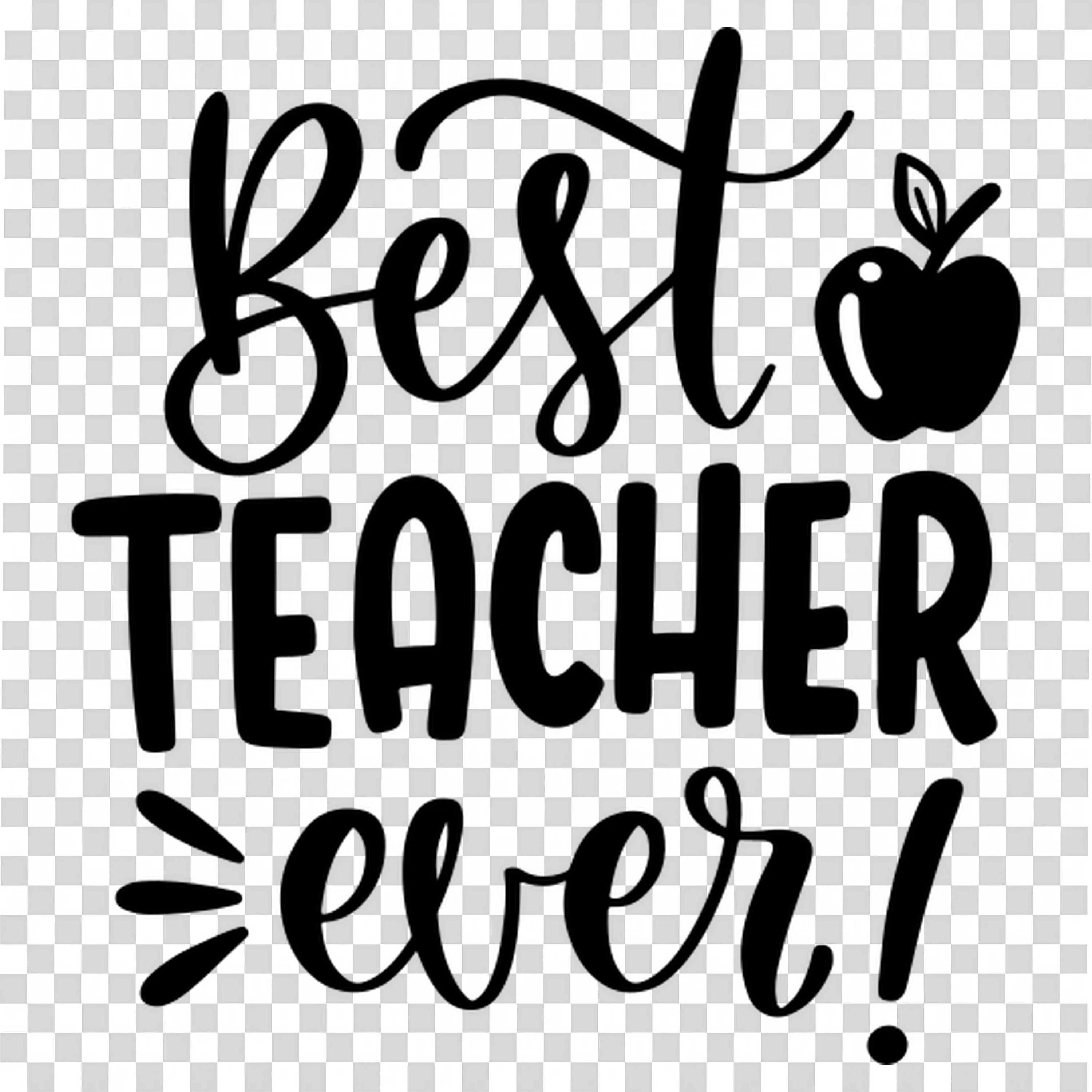 Best Teacher Ever Lettering with Apple Free PNG Download