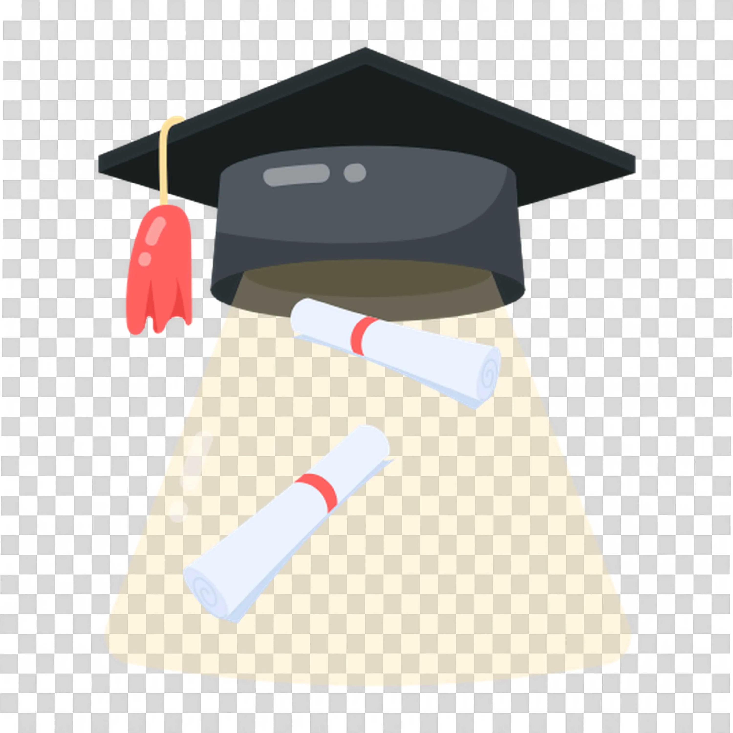 Black Graduation Cap with Graduation Scroll Free PNG Image