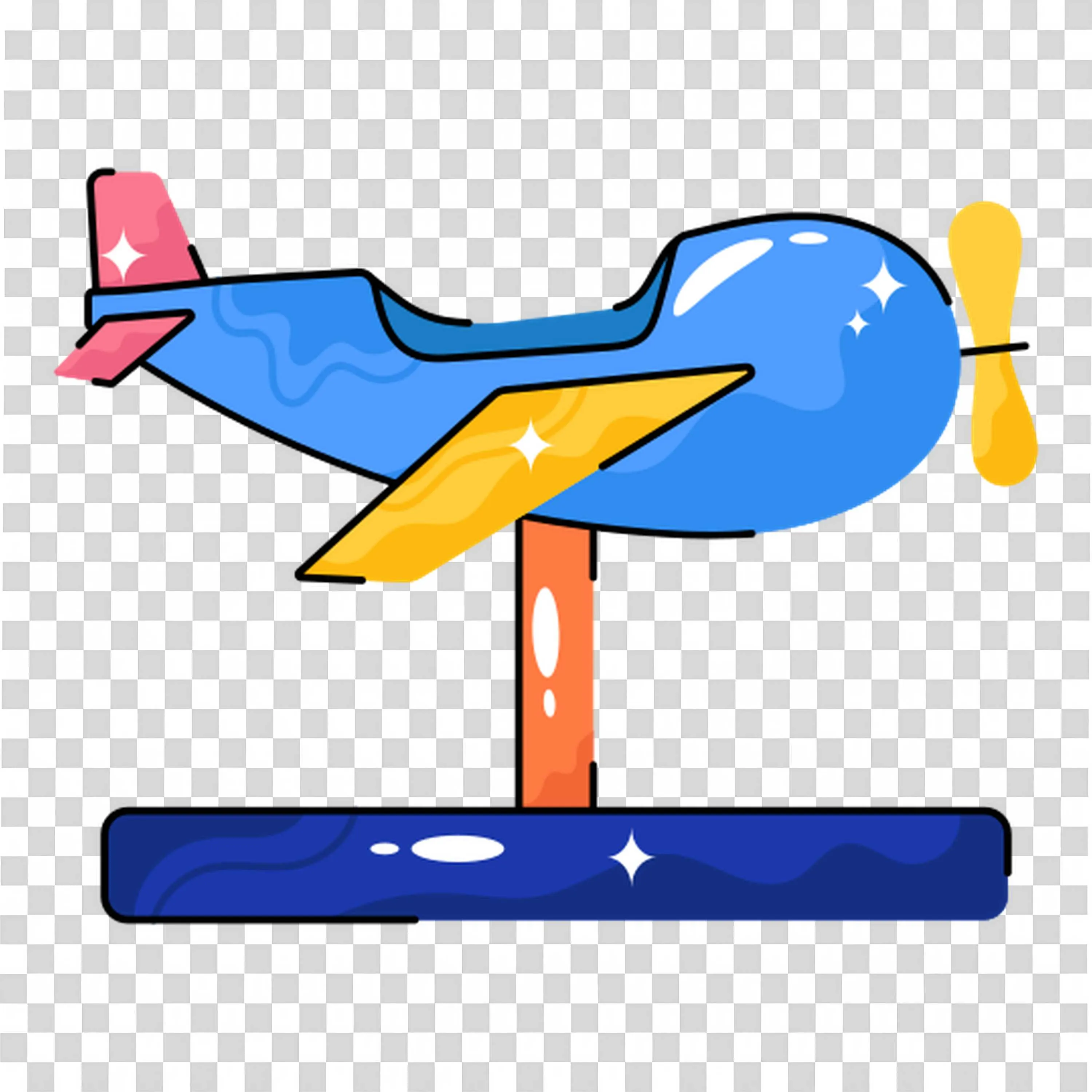 Blue Airplane Model on Stand Symbolizing Travel Free Png
