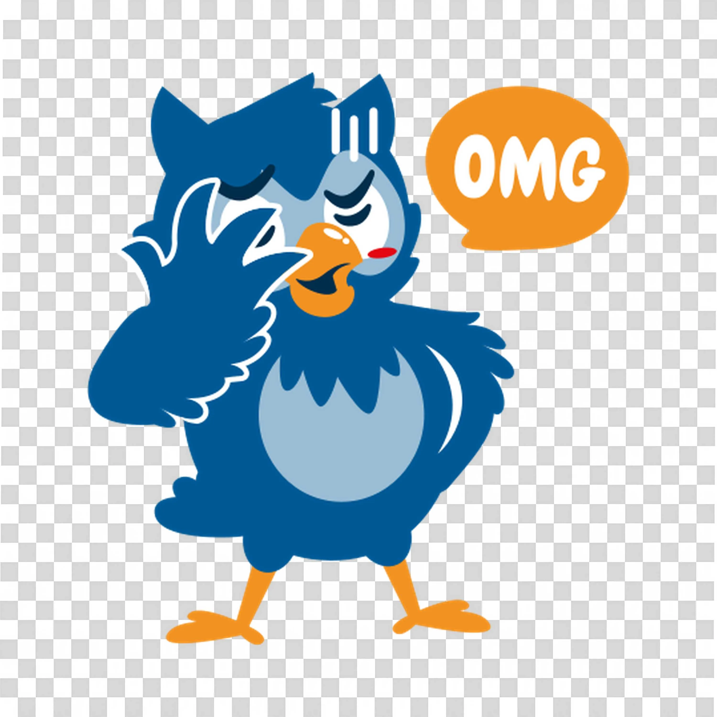 Blue Bird Making Omg Gesture with Speech Bubble Free Png