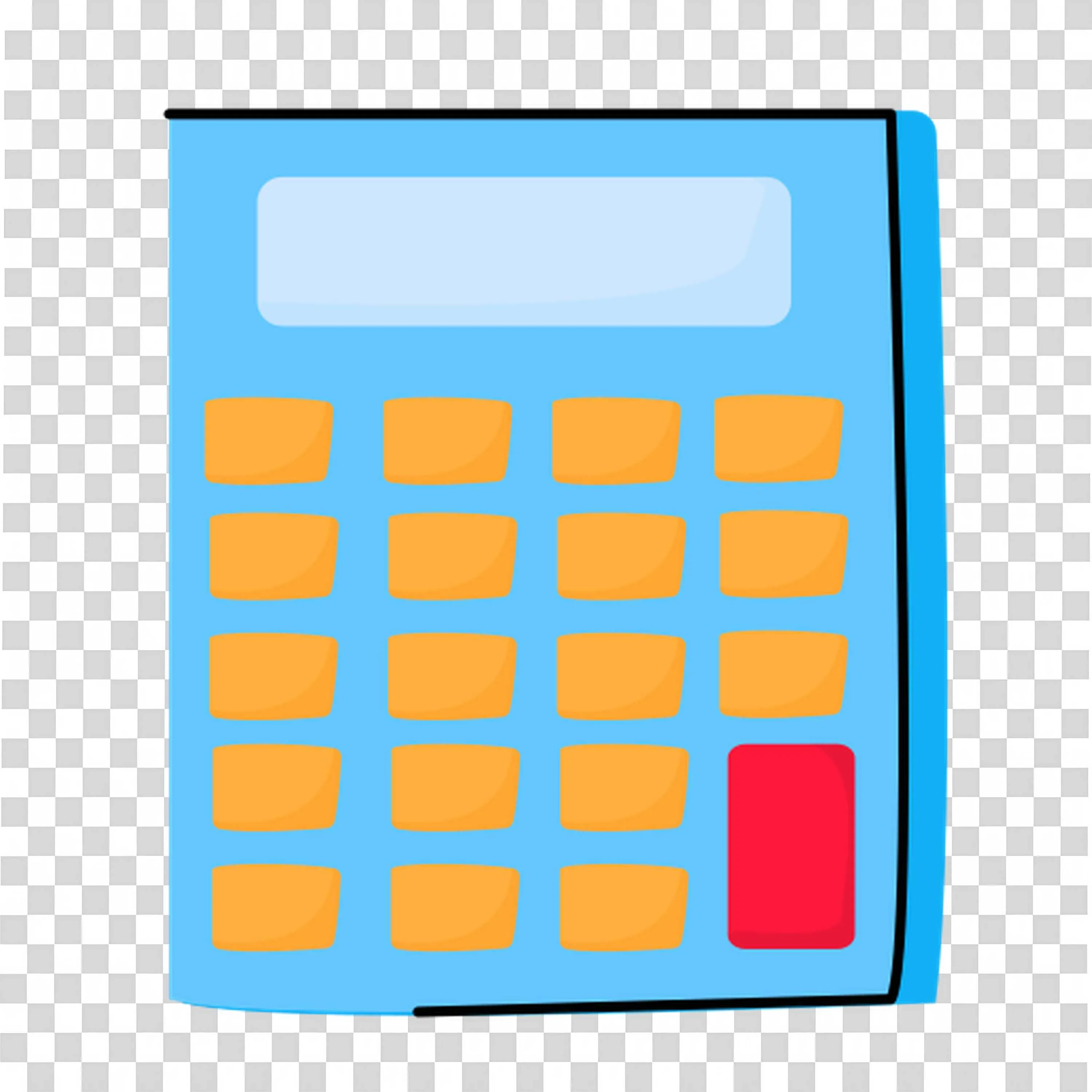 Blue Colour Cartoon Calculator with Colourful Buttons Png