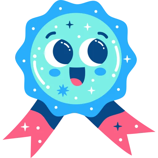 Blue Rosette Award Ribbon with Happy Smiling Face free PNG