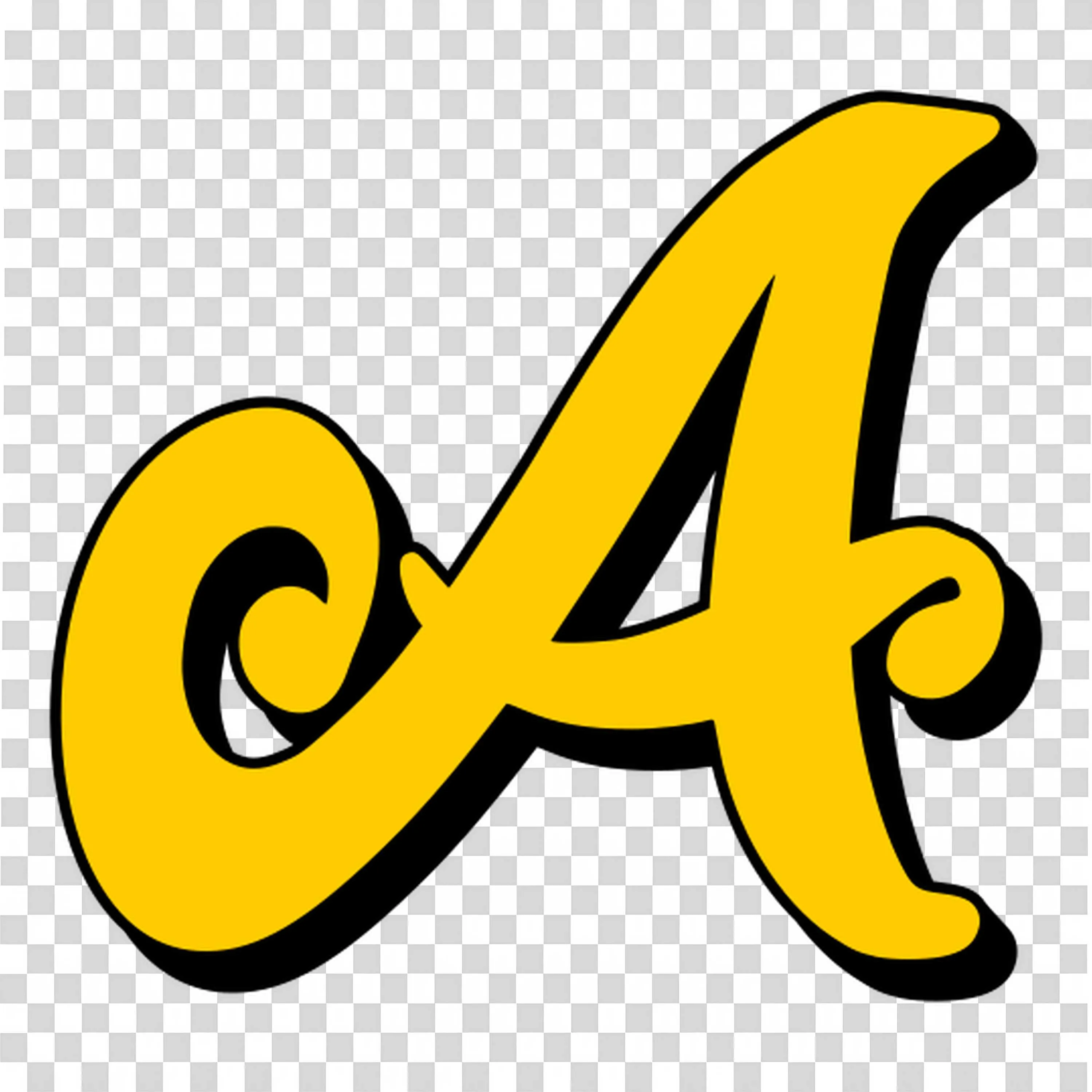 Bold Yellow Letter a with Black Outline Design Free Png