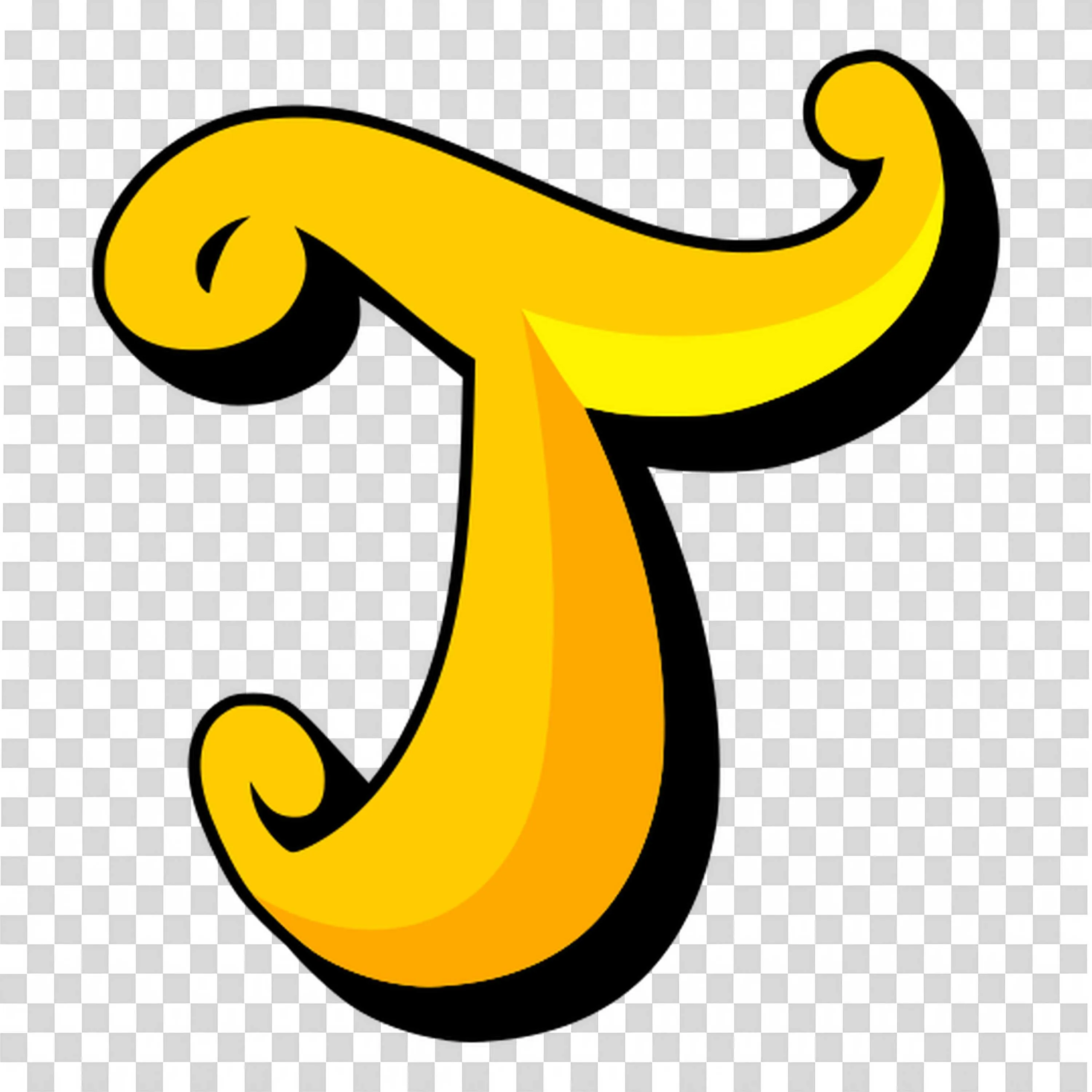 Bold Yellow Letter J in Cartoon Style for Learning Use Png