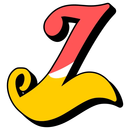 Bold Yellow Red Letter Z in Fancy Comic Style Font