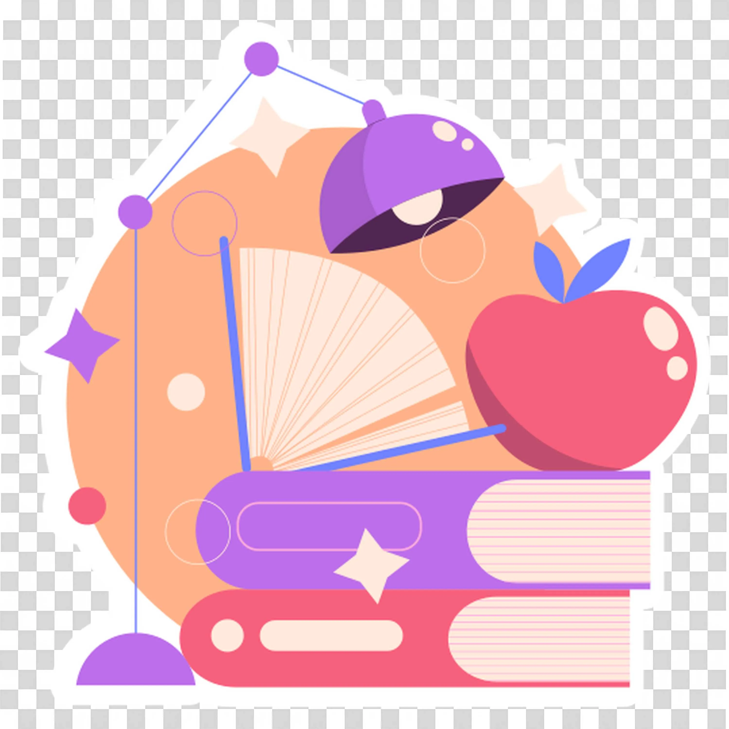 Books with Apple and a Reading Lamp Symbolizing Education