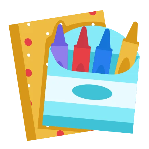 Box of bright crayons for school art and creative projects