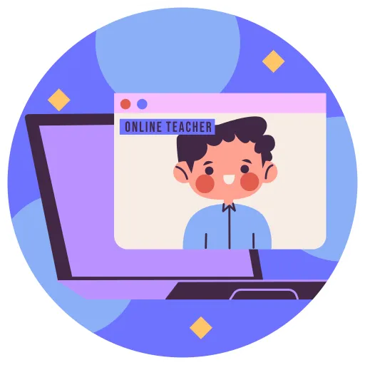 Boy Learning Online With Teacher on Laptop Screen in Class