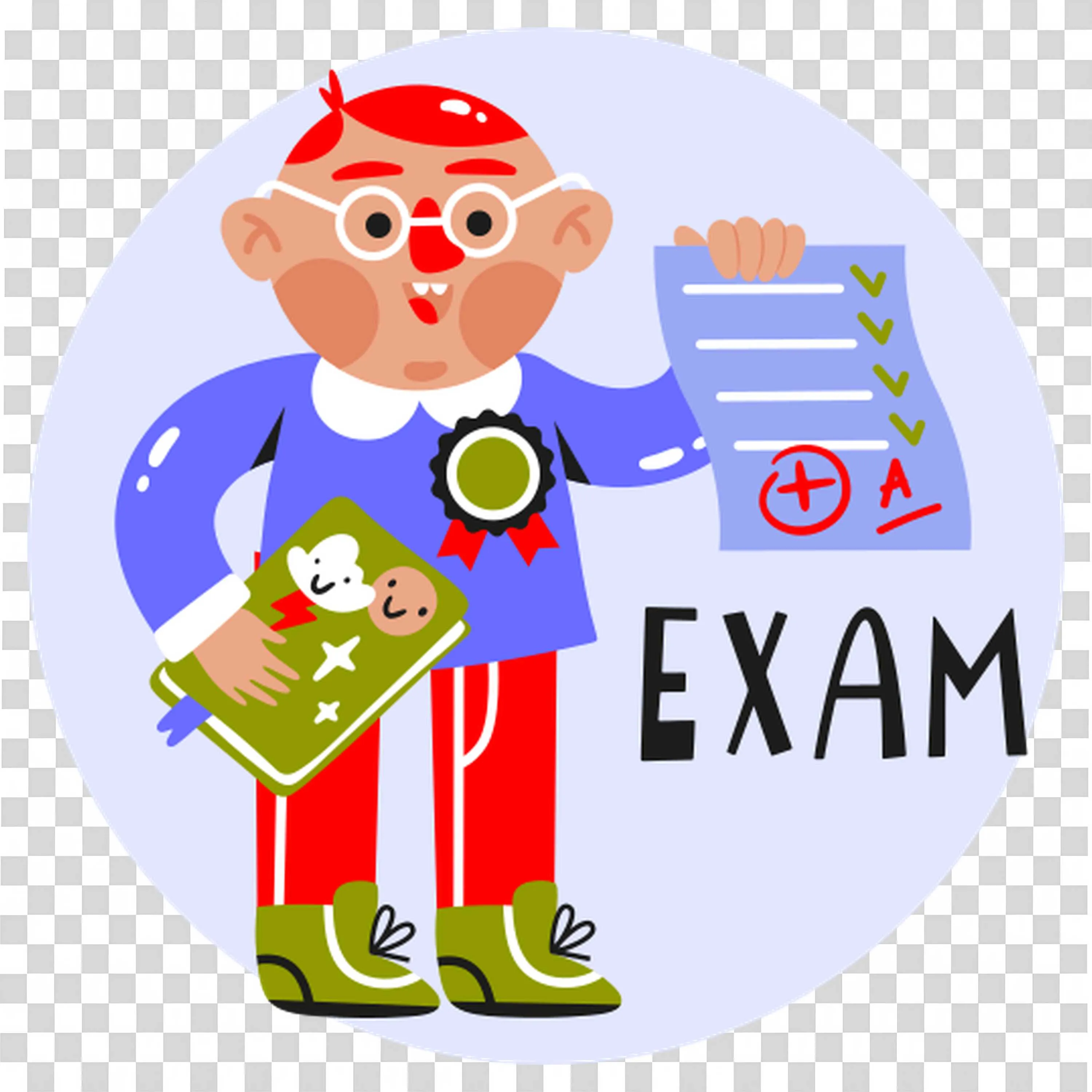 Boy Proudly Showing An a Plus Grade Paper with Exam Text