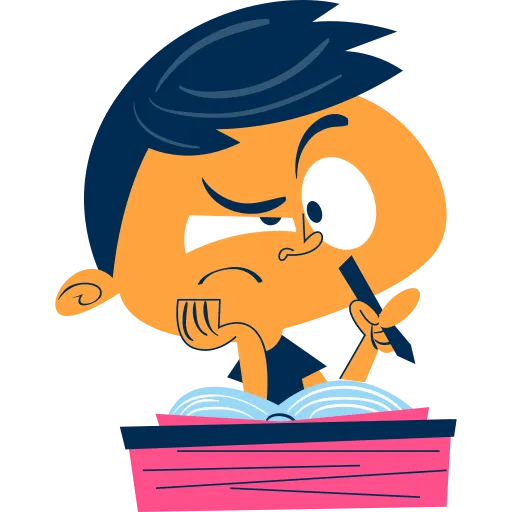 Boy Writing in Notebook with Focus and School Supplies