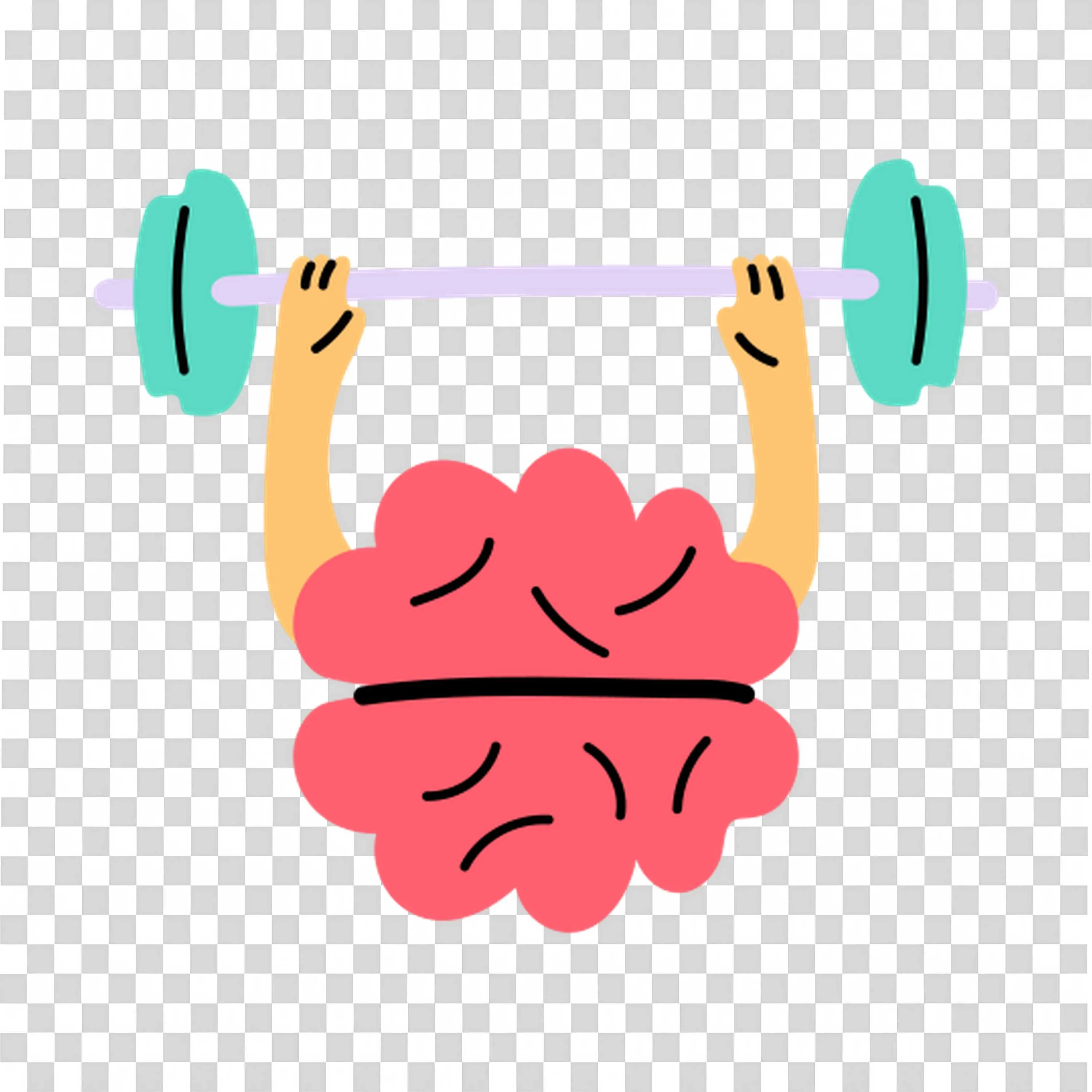 Brain Lifting Weights Representing Mental Strength Free Png