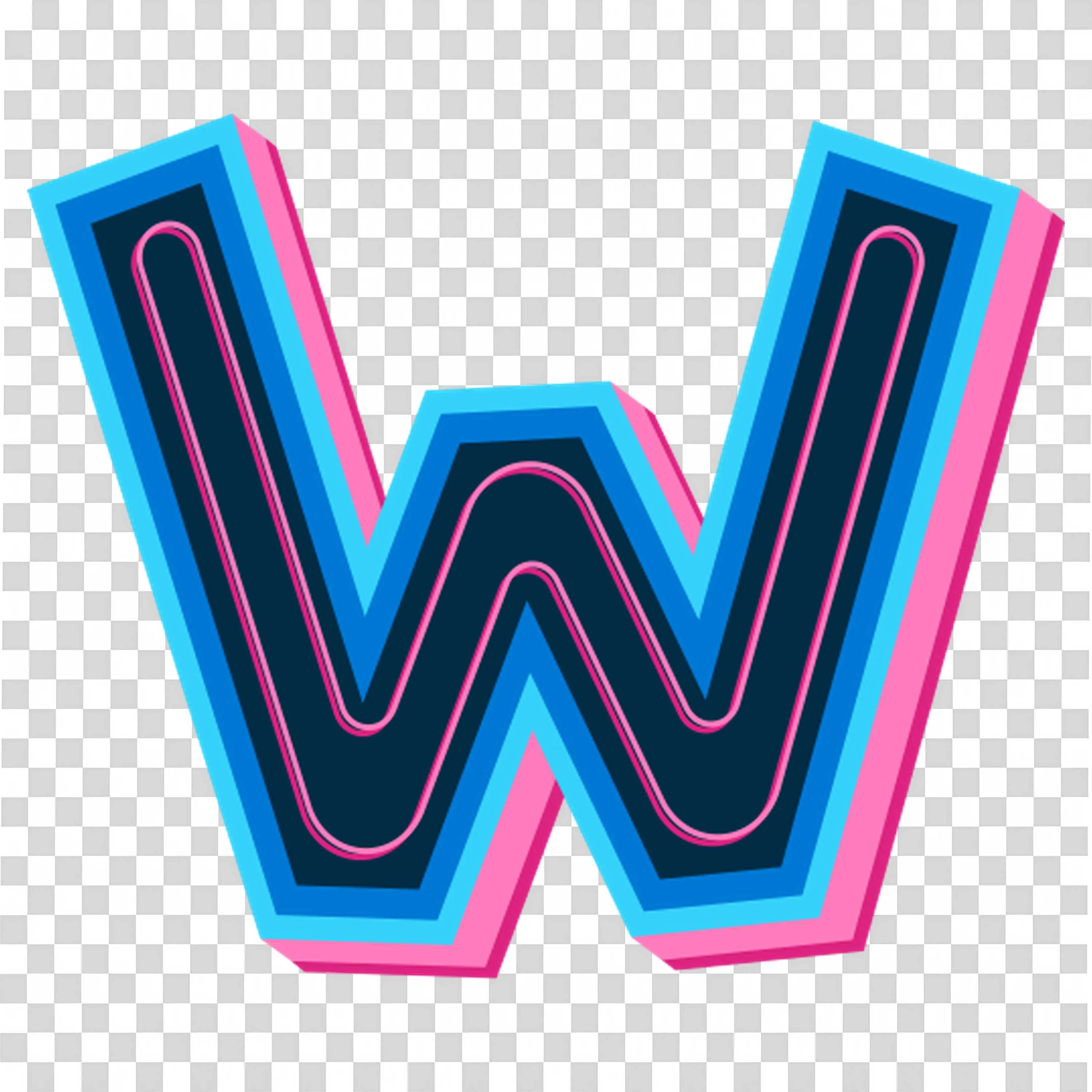 Bright and Bold Colourful Letter W with Neon Style Design