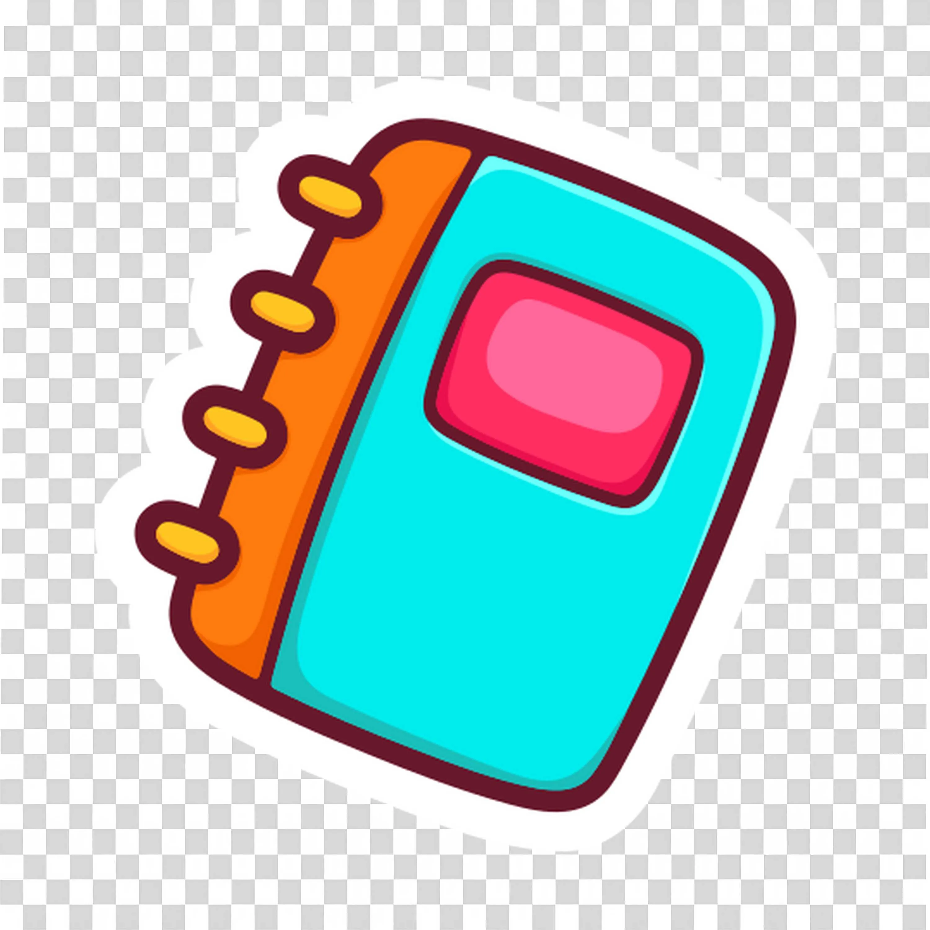 Bright Blue Notebook with Red Label and Orange Spiral Png