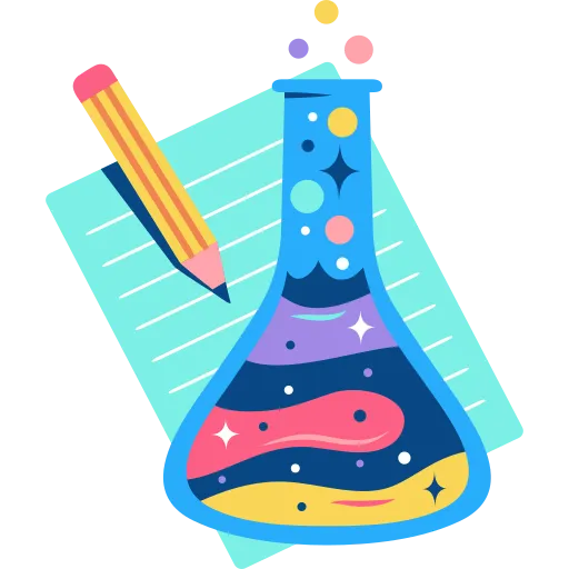 Bright Chemistry Flask With Pencil for School Science Class