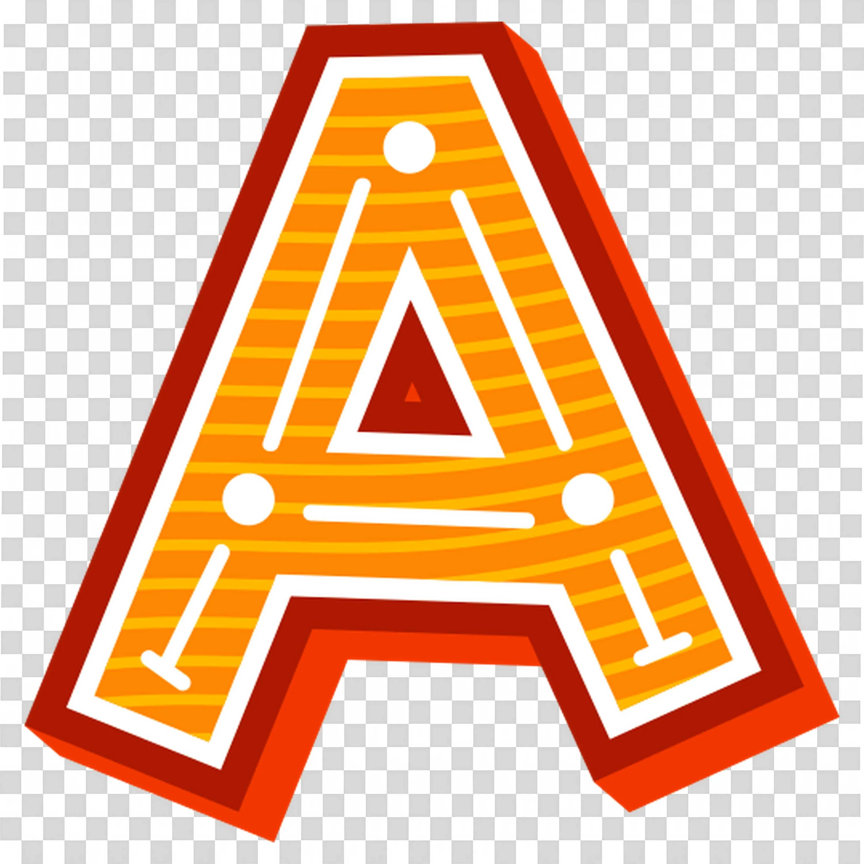Bright Colourful Letter a in Red and Orange Tones PNG Image
