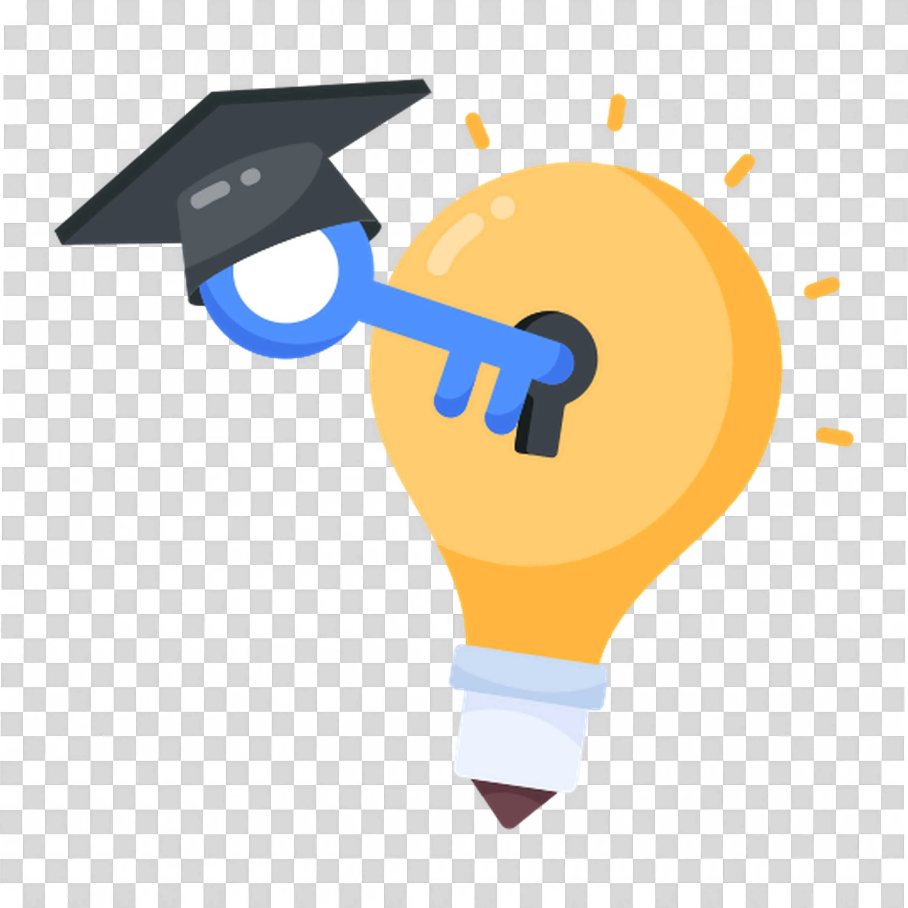 Bright Idea with Graduation Cap and Key Symbolizing Success
