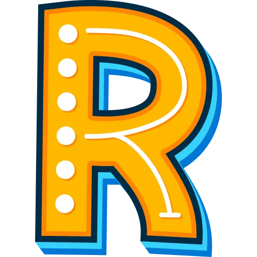 Bright Letter R Decorated with Yellow Lights free PNG