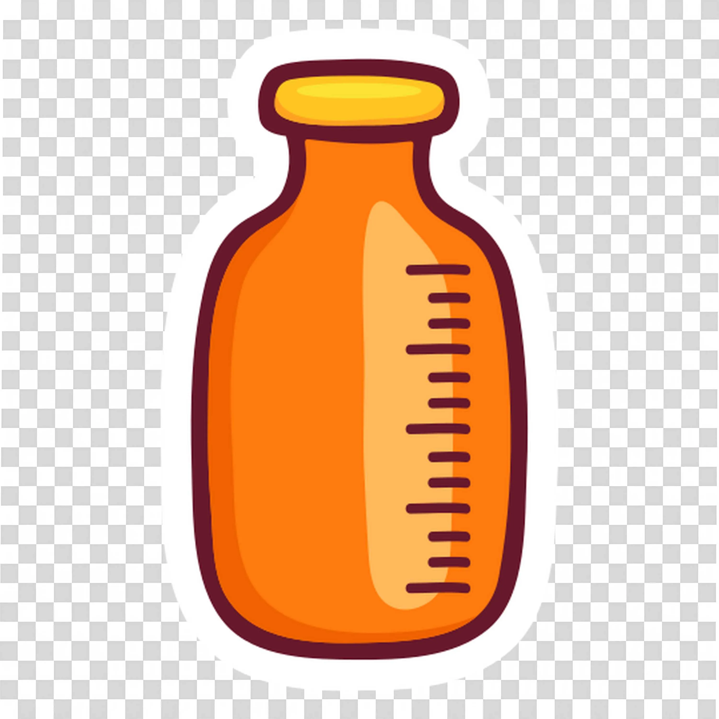 Bright Orange Measuring Bottle Icon for Kitchen and Health